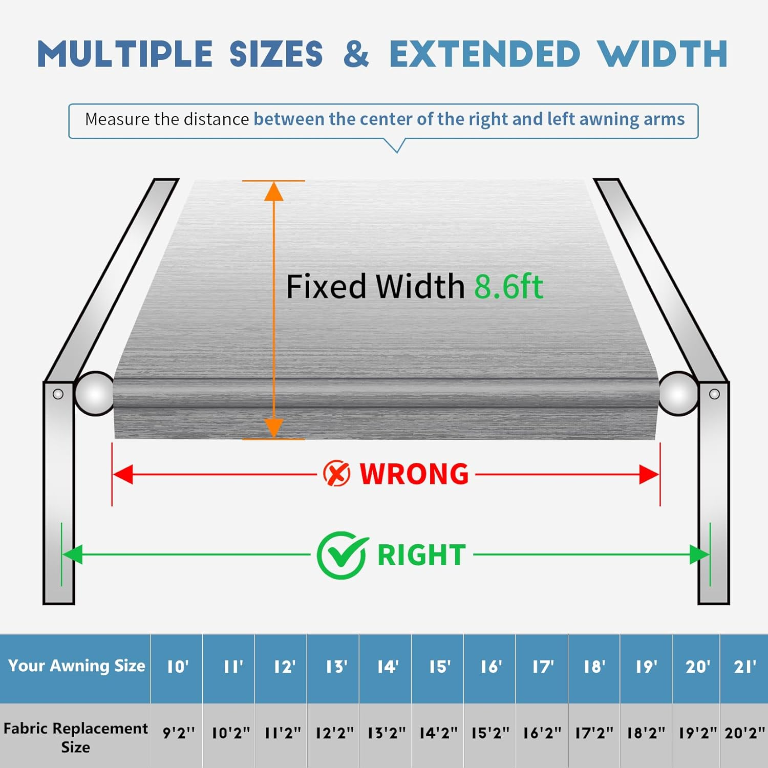 Heavy Duty RV Awning Fabric Replacement - 19.5Oz Vinyl Camper Awning - Waterproof & Uv-Resistant - Universal Canopy for Camper, Trailer and Motorhome (Gray Fade, 17Ft(Fabric 16'2")) image number 2