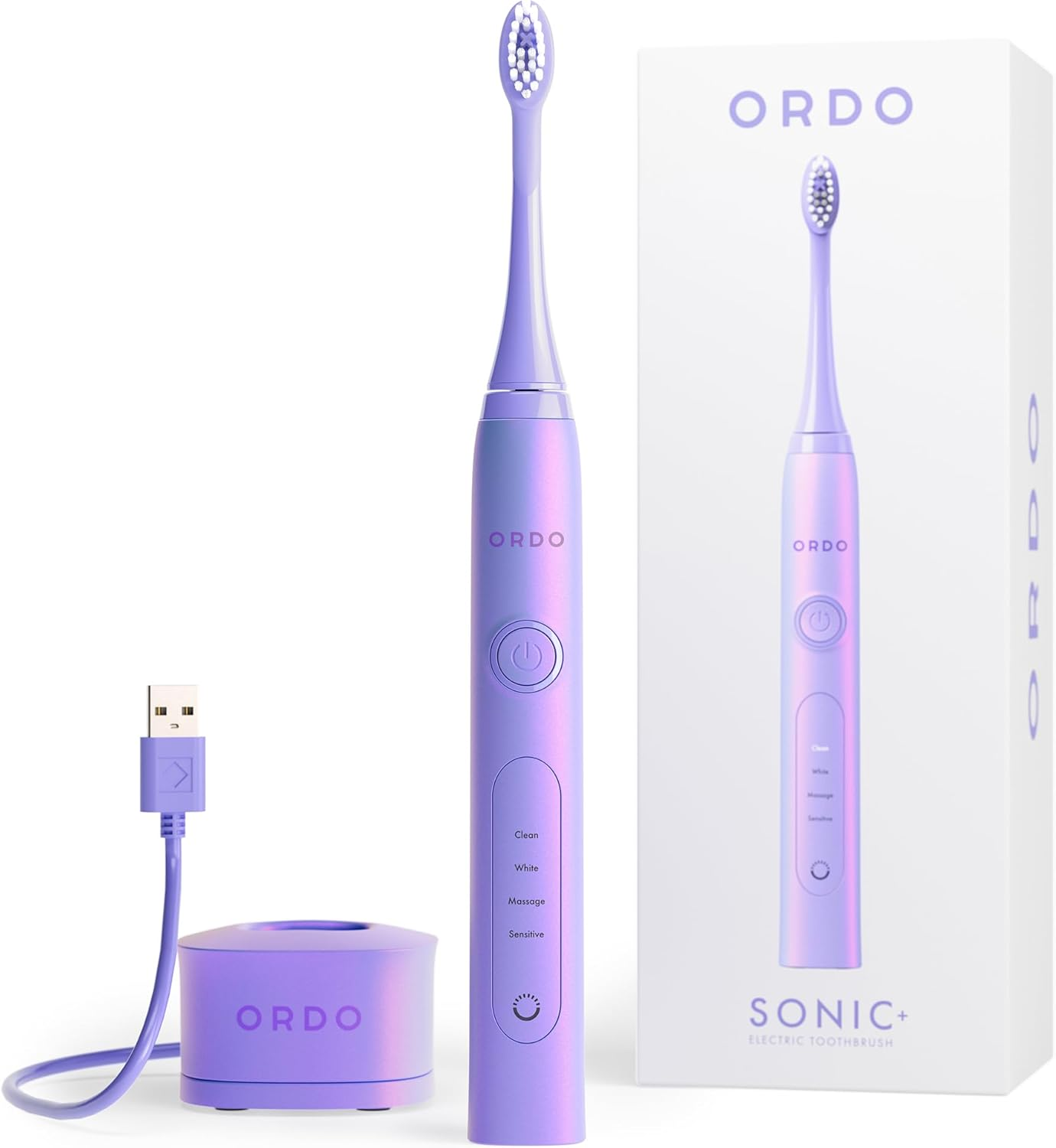 Ordo Sonic+ Smart Tech Electric Toothbrush with 4 Cleaning Modes, Fast Rechargeable Battery and Silicone Polishing Element, USB Charger for Adults, Mint Green - Charcoal Grey image number 7