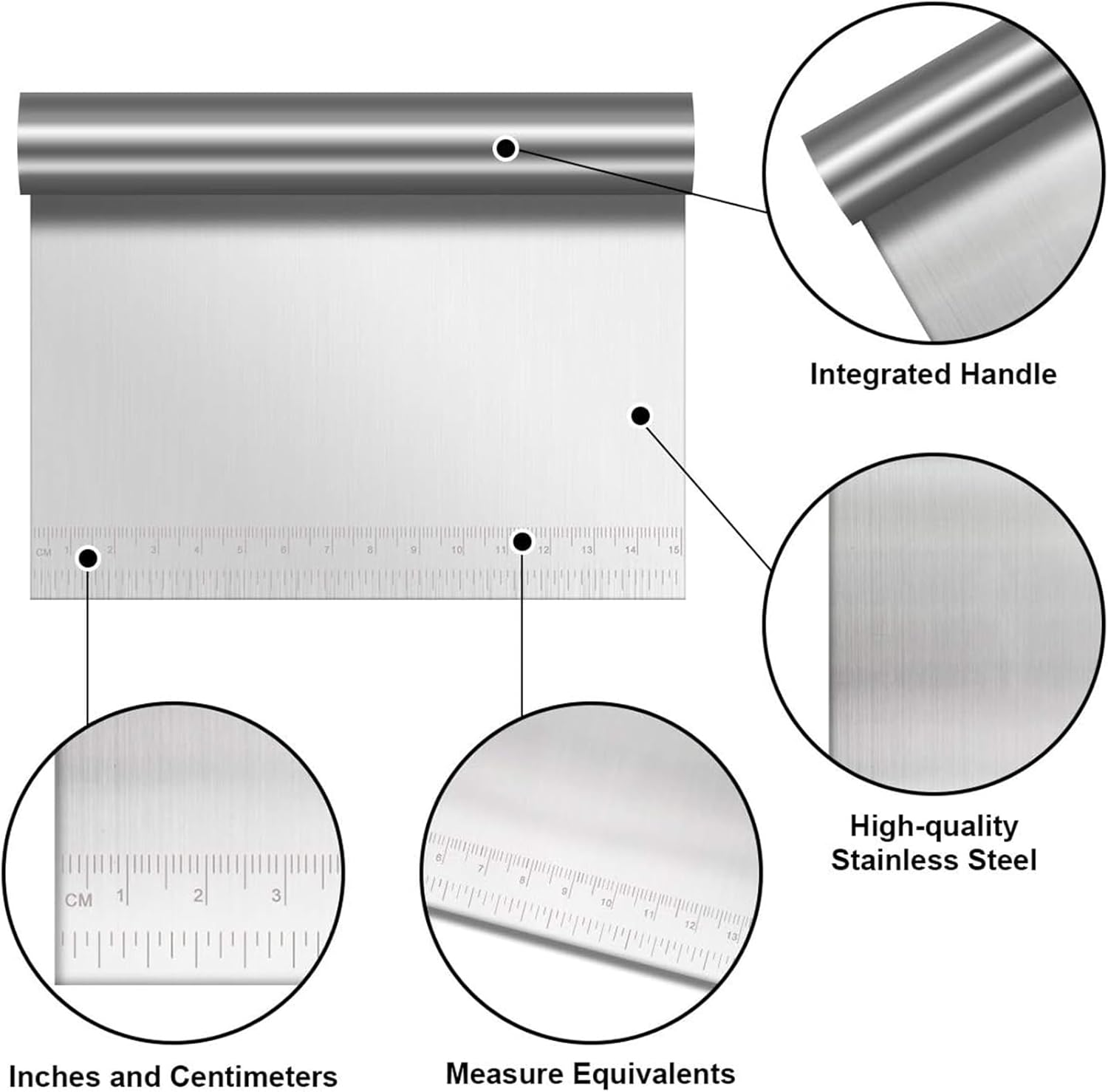 3 PCS Stainless Steel Plastic Dough Pastry Bench Cutter Scraper, Pastry Cutter Plastic Scraper Smoother Cake Spatula Cream Scraper for Bread Pizza Cake Dough Baking image number 4