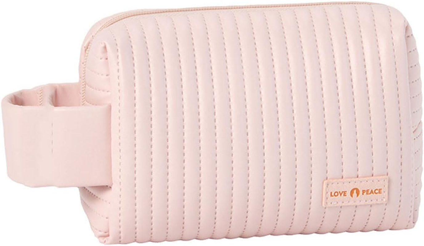 PU Cake Style Makeup Bag Large Capacity Travel Cosmetic Bag for Women Everything Cosmetic Bag Large Opening with Handle (Matcha Green)