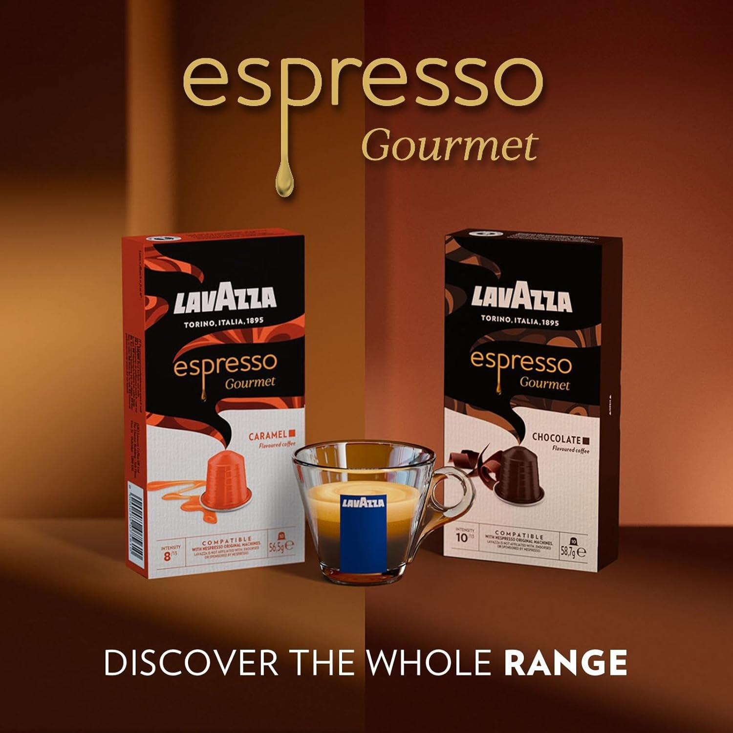 Lavazza, Espresso Gourmet Chocolate, 100 Aluminium Capsules Compatible with Nespresso* Original Machines, with the Natural Chocolate Aroma, Arabica & Robusta, Intensity 10/13, Medium Roasting image number 6