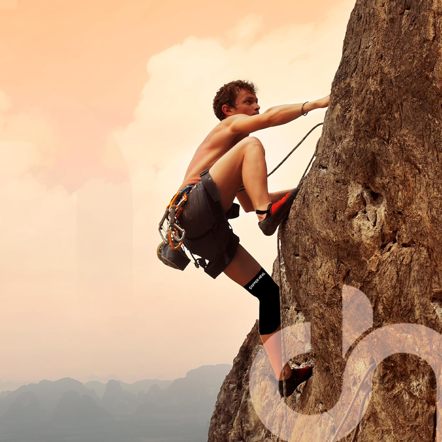 COPPER HEAL Knee Compression Sleeve - Knee Brace GUARANTEED with Highest Copper Infused Content to Support Stiff Sore Muscles and Joints, Meniscus Tear & Patella Stabilizer Strap image number 6