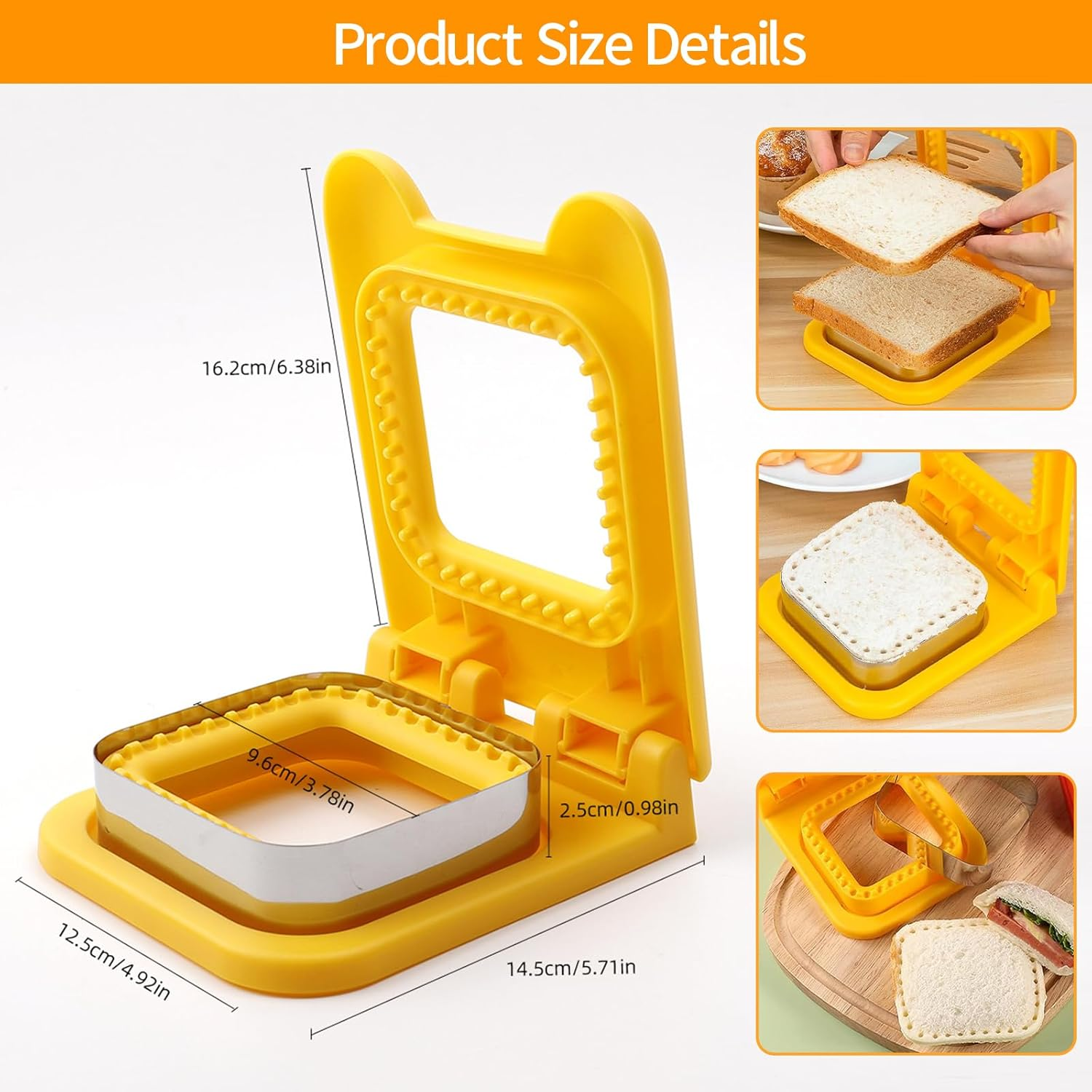 Sandwich Making Mould, Lunch Sandwich Toast Cookies Mold, Sandwich Cutter Tool, Reusable Sandwich Maker, Creative Bread Making Mold for Trips Picnics Lunches, Stainless Steel Sandwich Crimpers (RE) image number 5