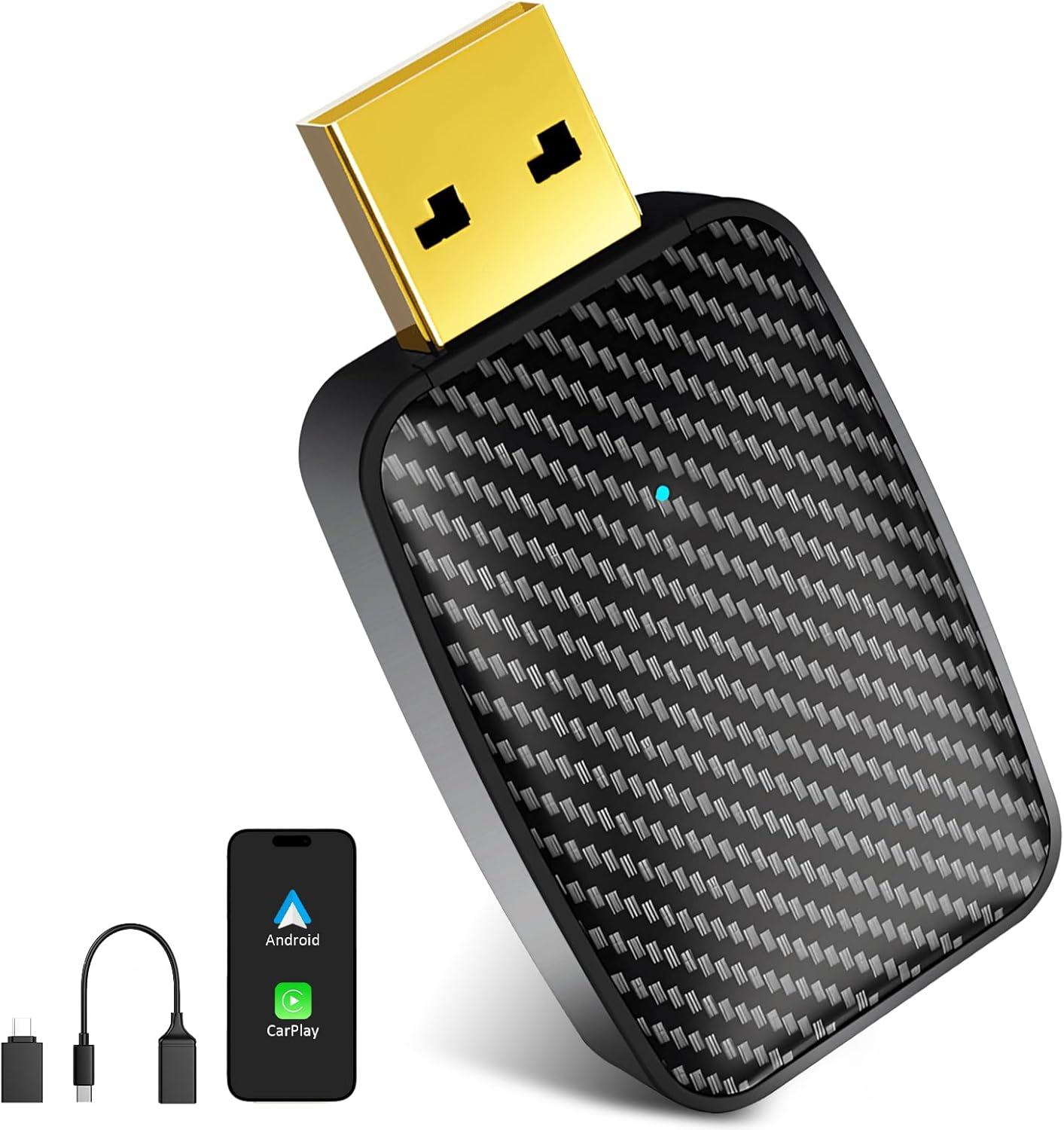 2 in 1 Wireless Carplay Adapter, Convert Factory Wired to Wireless Carplay Dongle/Android Auto Adapter, Plug & Play Bluetooth Magic Link Carplay Fast Connection for Ios 10+ / Android 10+ / Cars 2017+ image number 2