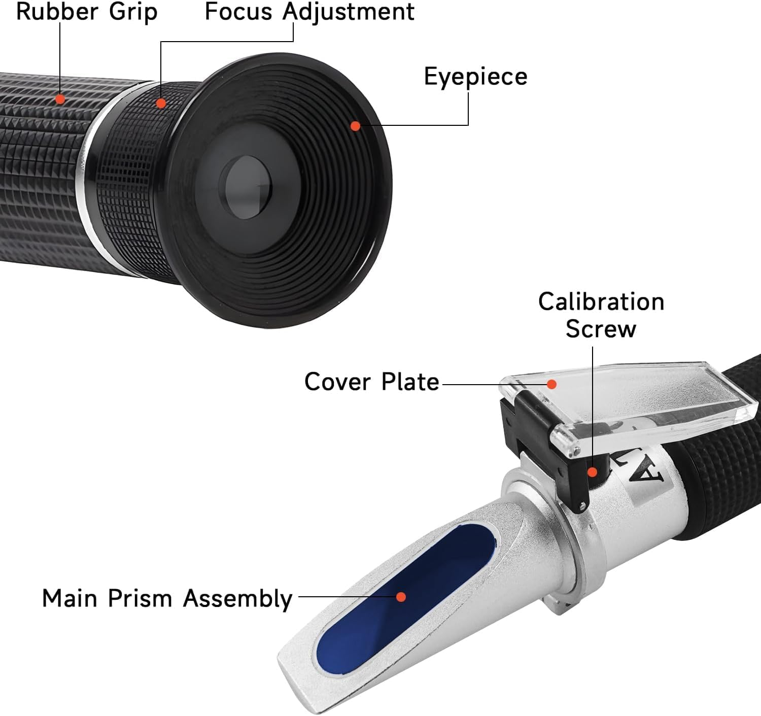 QUMOX 4-In-1 Coolant Refractometer for Antifreeze, Battery Acid, Diesel Exhaust Fluid & Windshield Washer &ndash; No Battery Needed, ATC Optical Tester with Case for Car Maintenance image number 1