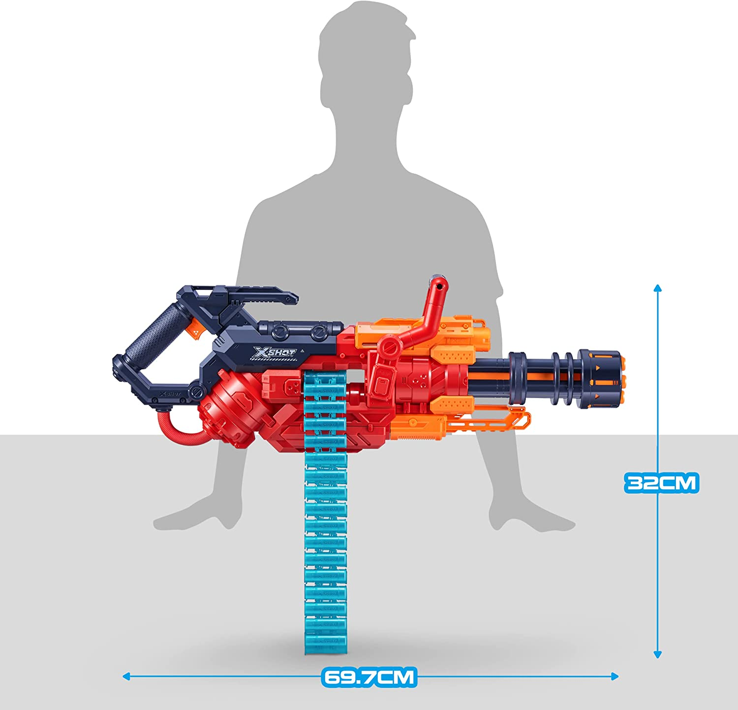 X-Shot Excel Crusher (35-Dart Clip + 48 Darts) by ZURU, Red Foam Dart Blaster, Toy Blaster, Belt Automatically Rotates, Slam Fire, Toys for Kids, Teens, Adults (Red) image number 6