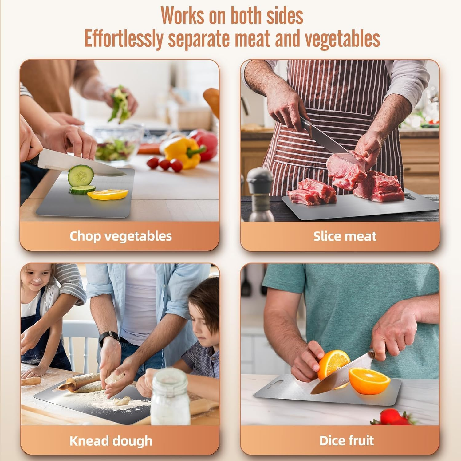 Titanium Cutting Board, Stainless Steel Chopping Board,Mildew-Resistant and Easy to Clean,Suitable for Home Counter Outdoor Camping Housewarming Gifts for Women (34X23 Cm) image number 5