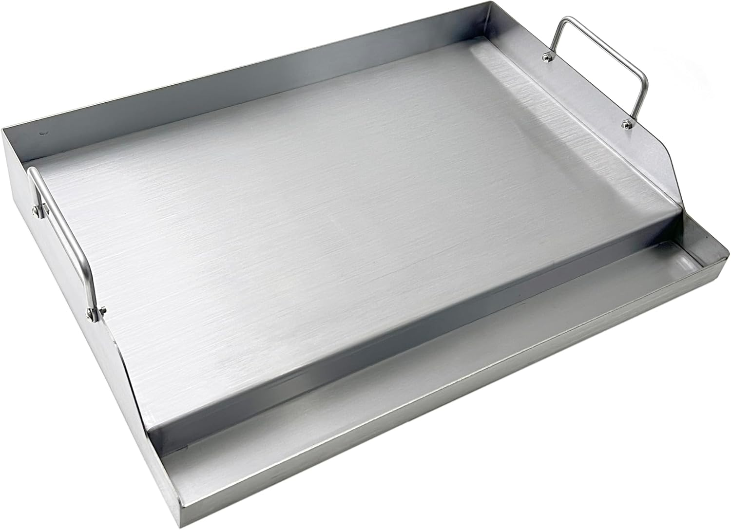 Direct Store Parts DS127 Stainless Steel BBQ Cooking Griddle, Universal Flat Top Griddle with 2 Handles for Most Gas Grills, W25"&times;D16"&times;H2.75", Heavy Duty Stainless Steel Griddle 1Pc, Large Size image number 4