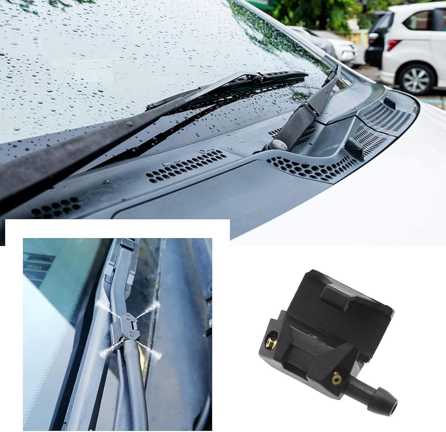 Universal Car Windshield Washer Nozzles, 4-Hole Design, 8-9Mm Wiper Arm Compatible, Adjustable Jets (2) image number 5