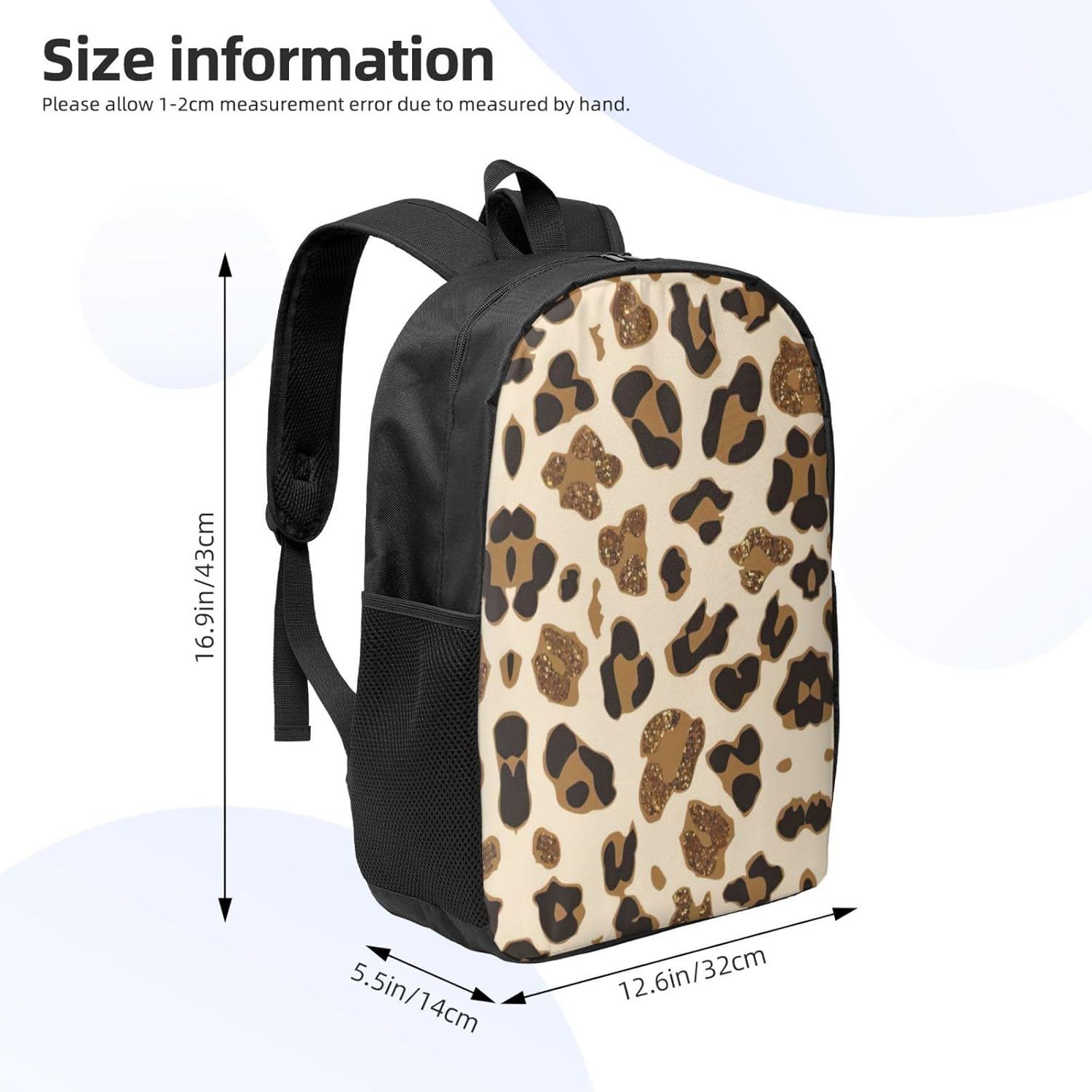 JEJEA Animal Leopard Print Lightweight Casual Backpack, Laptop Bag for Men Women,Business Rucksack Simple Daypack, Black, One Size image number 6