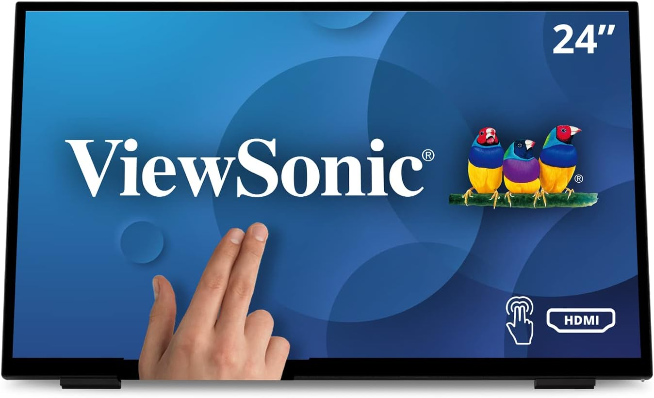 Viewsonic TD2465 59.6 Cm (24 Inch) Touch Monitor (Full HD, HDMI, USB, 10 Point Multitouch, Built-In Stand, Speaker, 4 Year Replacement Service) - Black image number 1