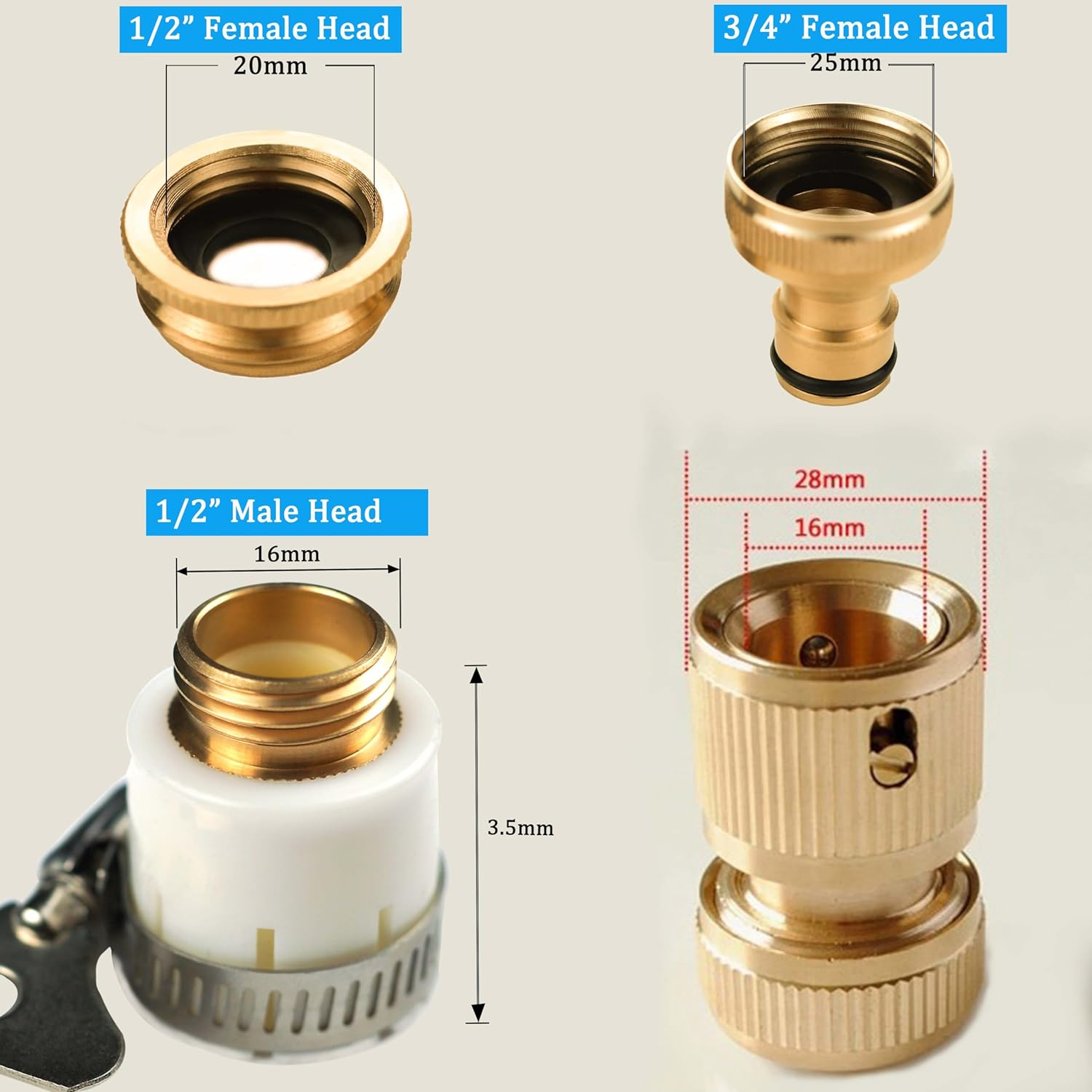 3Pcs Garden Quick Hose Adapter for Old Hoses(14Mm-22Mm),Multi-Functional Hose Adapters and Garden Hose Sets for Lawn& Garden,Washing Cars,Watering Plants&hellip; image number 1