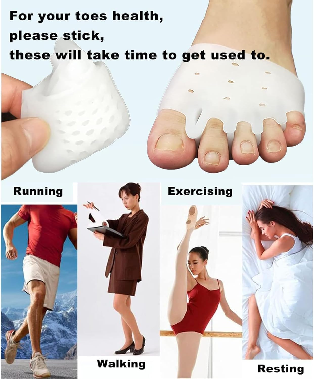 Soft Metatarsal Separator Correct Forefoot Cushion Pads, 2 Pair Metatarsal Pads Toe Separators, Metatarsal Pad with Gel Bunion Corrector Cushion