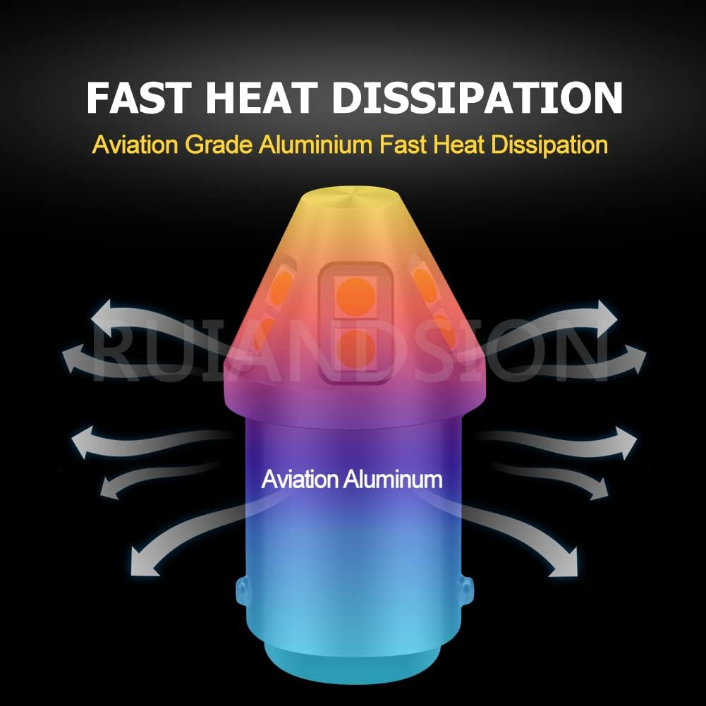 Ruiandsion 2Pcs BA15D LED Bulb 6V 12V 24V Warm White 1004 1076 LED Light Bulbs 6-30V Replacement for Car Camper Interior Lights, Non-Polarity image number 4