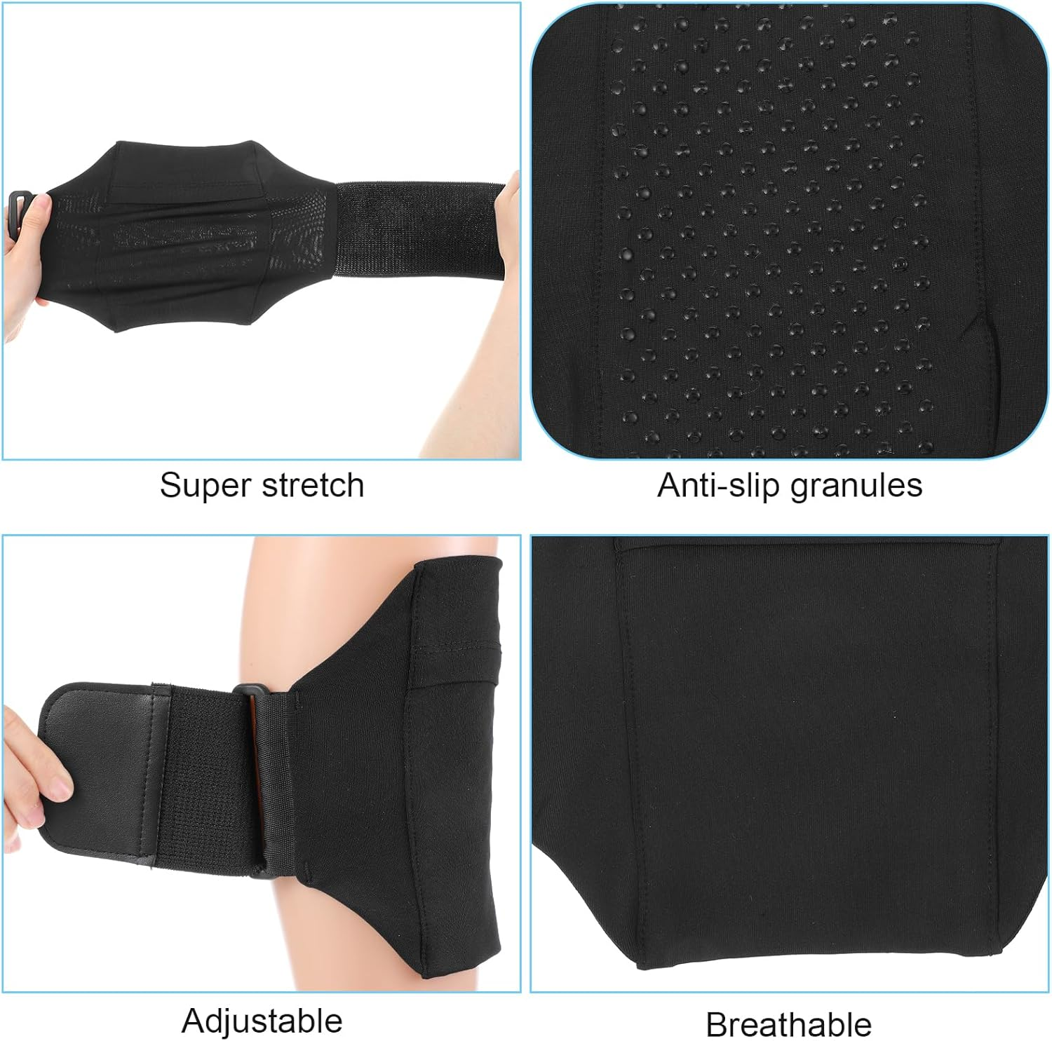 Cell Phone Leg Straps Ankle Wallet, Leg Band for Jogger Thigh Bag with Leg Strap, Non Slip Ankle Wallet Adjustable Arm Pouch for Men Women Running Workout(Black), Black image number 6