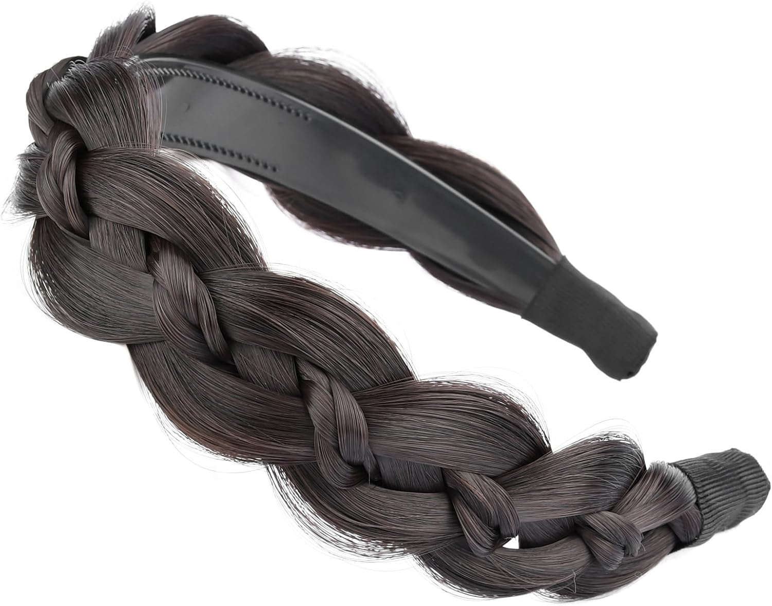 VOPPIS Wide Braided Headband with Teeth Synthetic Hair Plaited Headband Fishtail Braided Hair Band Hairpiece for Girls Women Beauty Accessory (Honey Blonde, Wide)