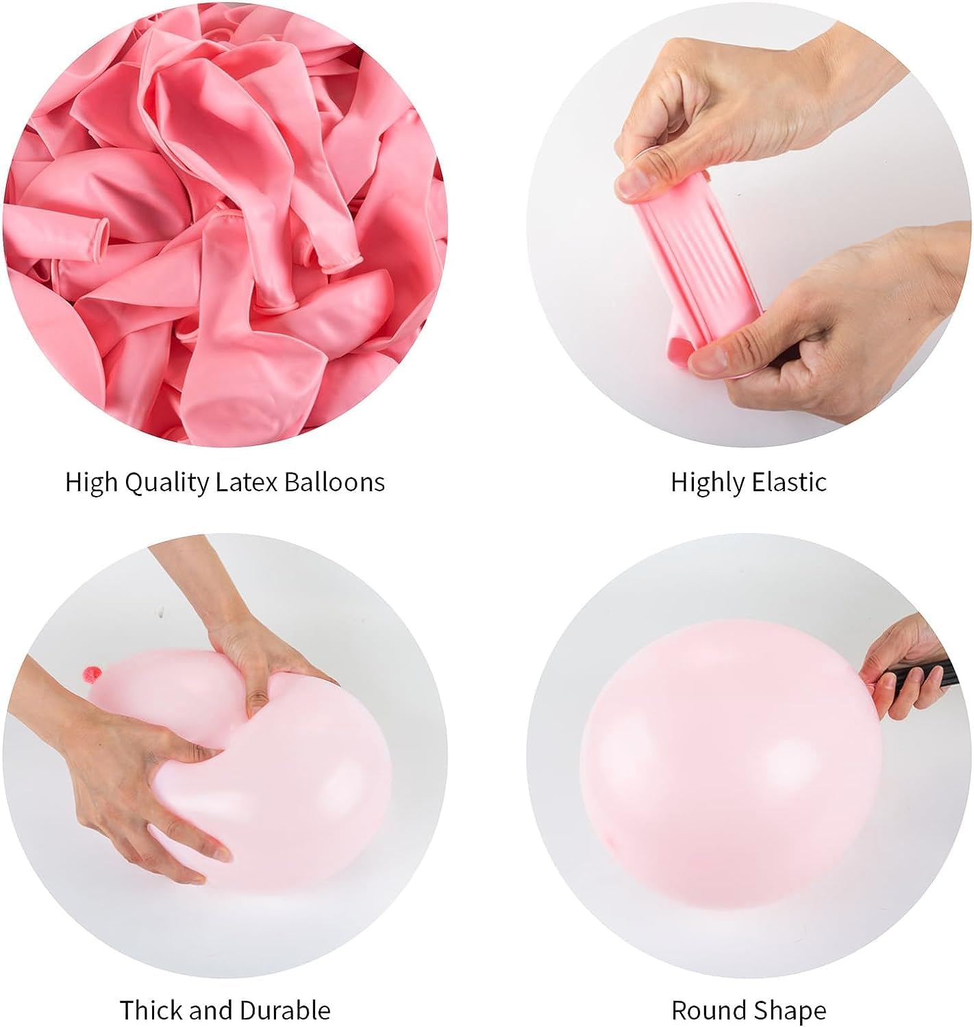 110Pcs Light Pink Balloons, 12Inch Pink Latex Party Balloons, Helium Quality for Birthday Gender Reveal Wedding Baby Shower Party Decorations(With 2 Pink Balloons) - Dark Brown image number 2