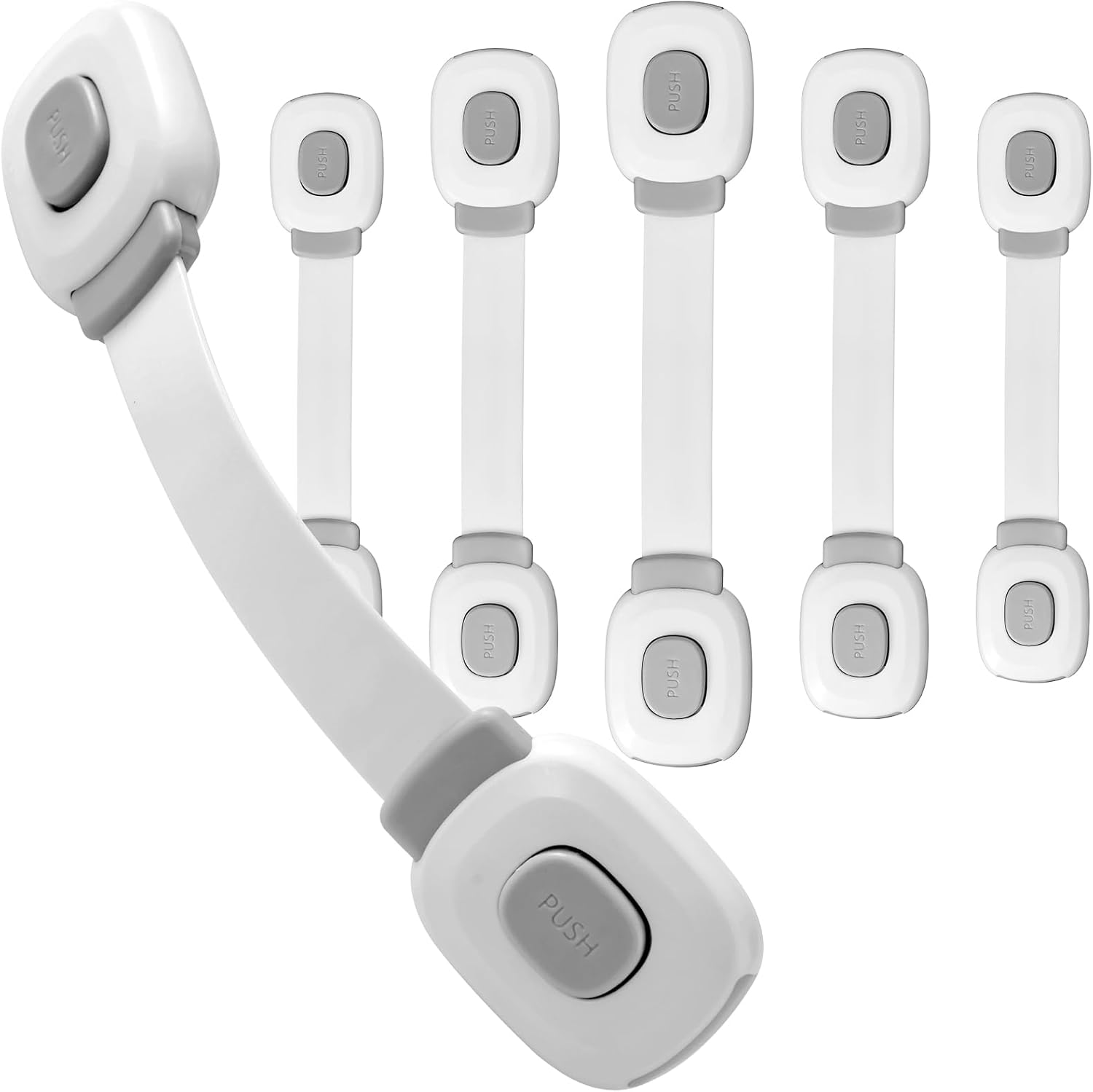 Fursafe&Q Baby Cabinet Locks, Child Safety Cabinet Proofing - Child Safety Strap Locks Adhesive Drawer Fridge Ovens Door Toilet Latches No Drill Multi-Purpose for Furniture Kitchen Lock 6 Pack