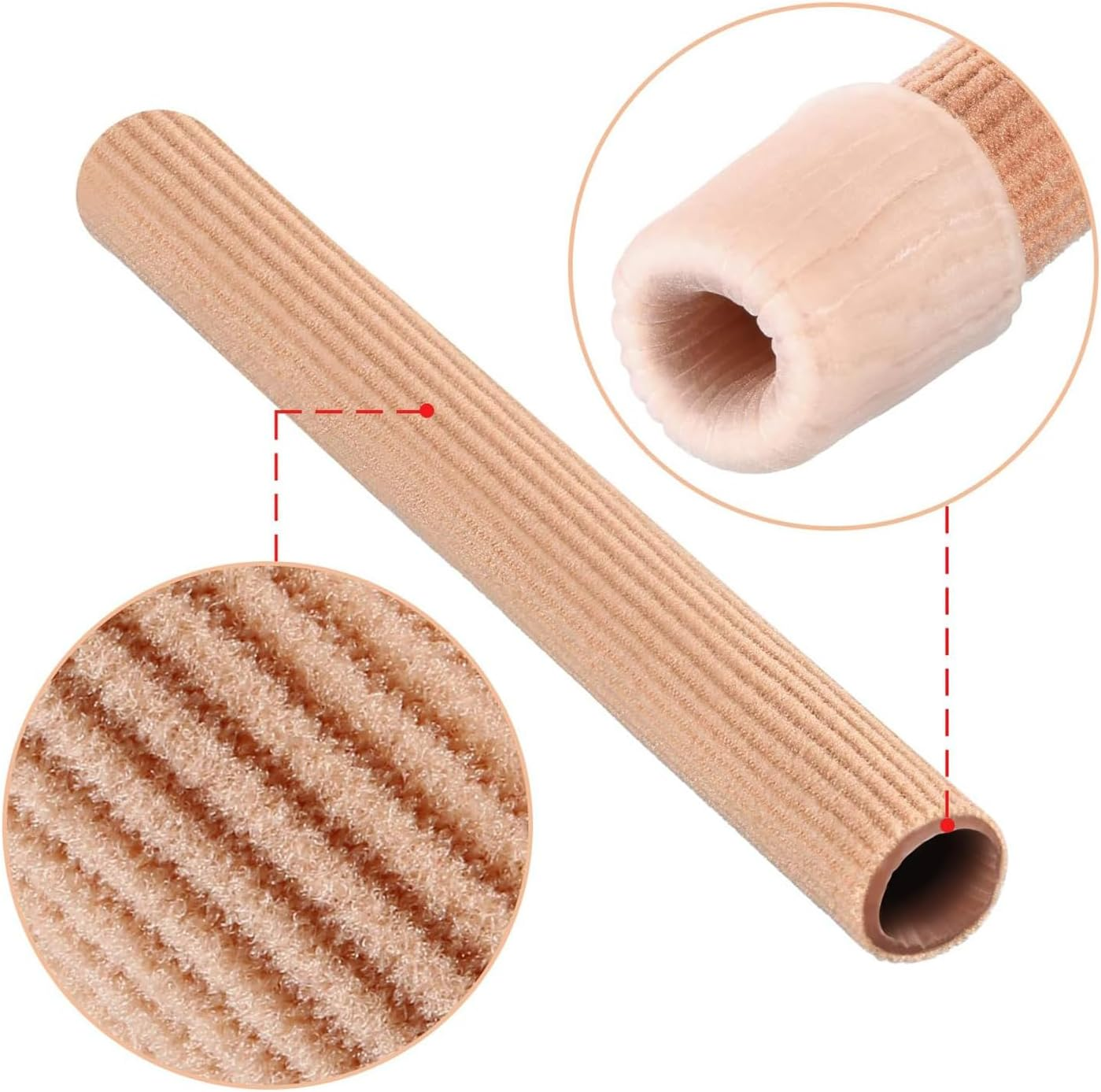 Lxcshljx 6 Pcs Toe Tubes with Gel Cushion, Cuttable Toe Tubes Sleeves, Elastic Fabric Gel Lined Toe Caps, Finger Toe Separator Tubing, Toe Covers Protectors for Relief Toe Pressure, Corn, Calluses image number 2