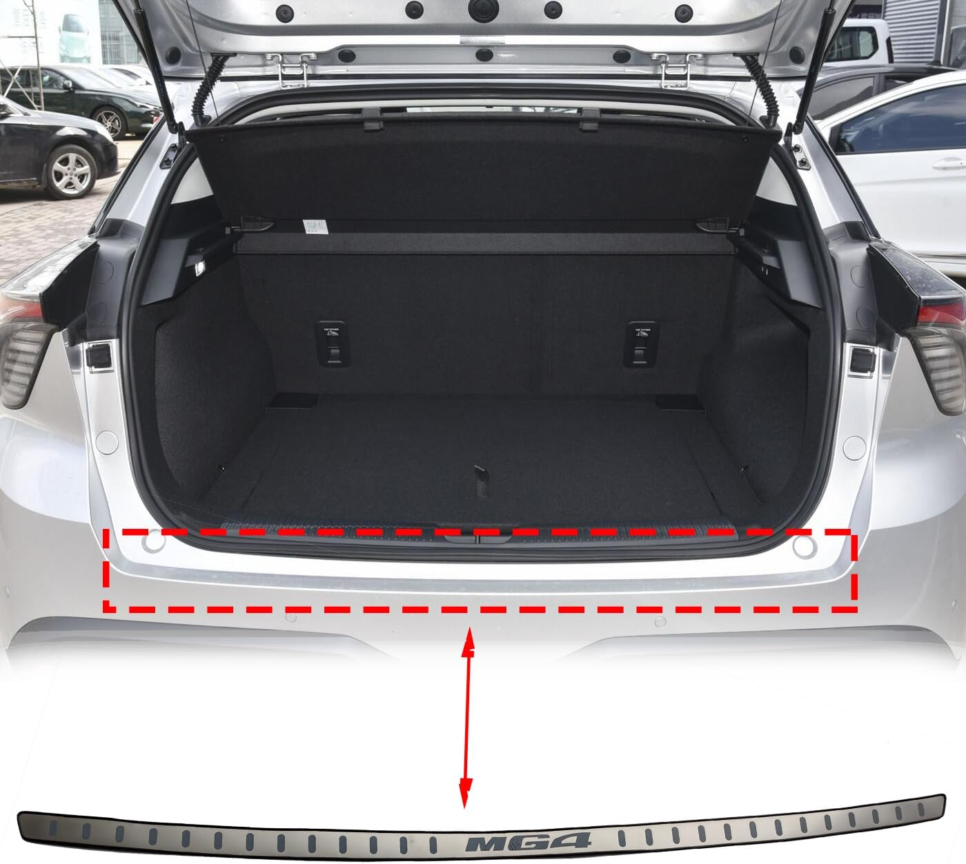 GZBFTDH Car Stainless Steel Rear Bumper Protector, for MG 4 MG4 2022 2023 2024 Accessories, Auto Parts Tailgate Back Trunk Door Sill Cover Scuff Plate Strip Guard Protection image number 4