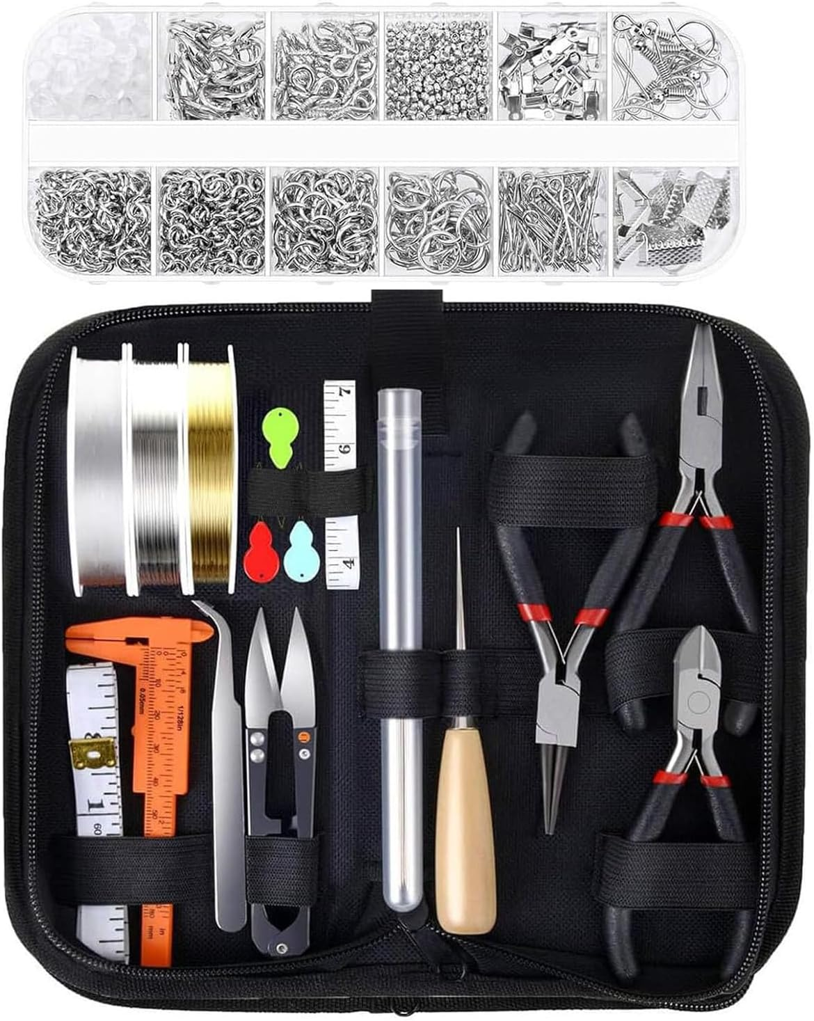 KEWAYO Jewelry Making Supplies Kit, Repair and Beading Supplies Kit with Craft Ring Wire, Tools, Pliers and Jewelry Findings image number 1