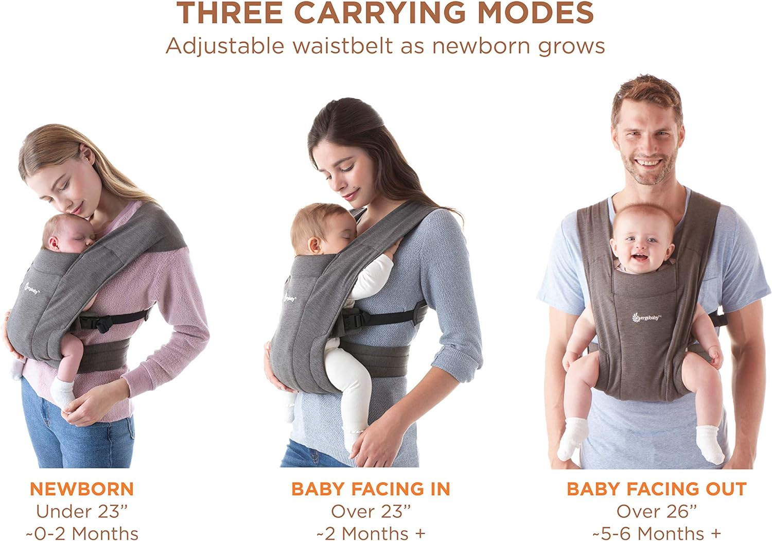 Ergobaby Embrace Cozy Newborn Baby Wrap Carrier (7-25 Pounds), Ponte Knit, Heather Grey image number 6