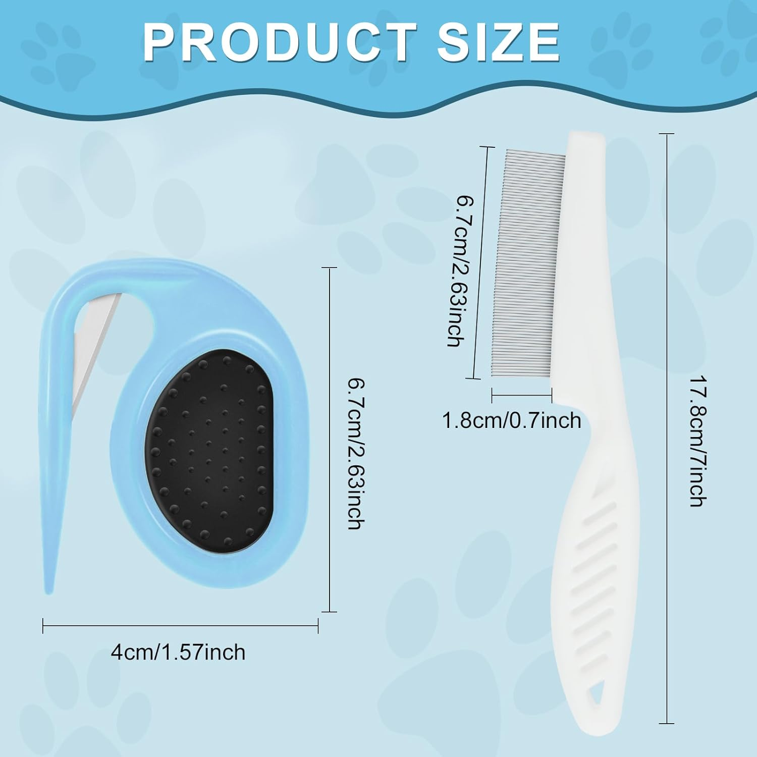 Adiwo Pet Knotting Comb, Pack of 2 Dematting Knife Cat with Steel Blade, Knot Comb, Hair Removal Tool, Knot Remover, Cat, Perfect for Pets, Removes Undercoat Tangles with Comb image number 6