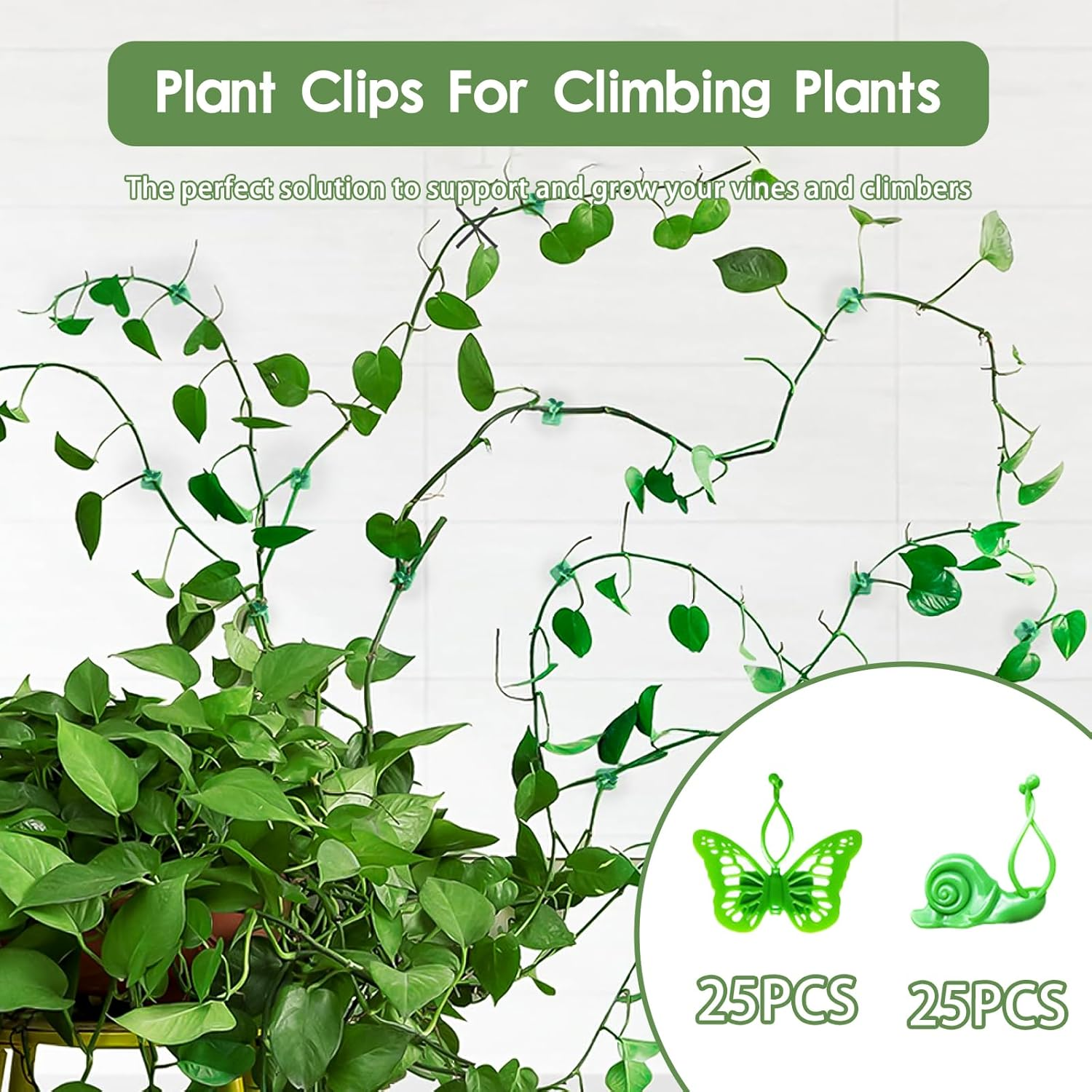 Revylink 50Pcs Snail Plant Clips for Vines Butterfly Wall Plant Clips for Climbing Training Sticky Hooks Hanging Plants Climbing Wall Fixture Clips Plant Climber Vine Plant Support Green image number 2