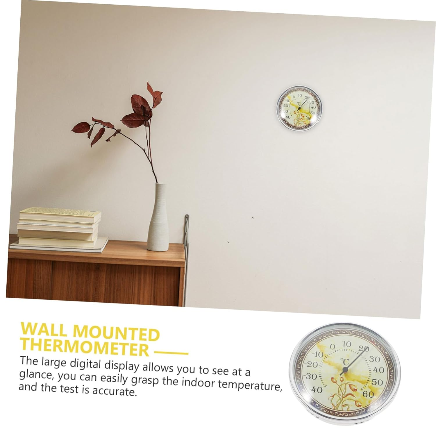 DECHOUS High-Precision Hanging Sauna Wall Thermometer with Tulip Design Indoor Outdoor Temperature Gauge for Nursery Lightweight Temperature Monitor for Sauna image number 1