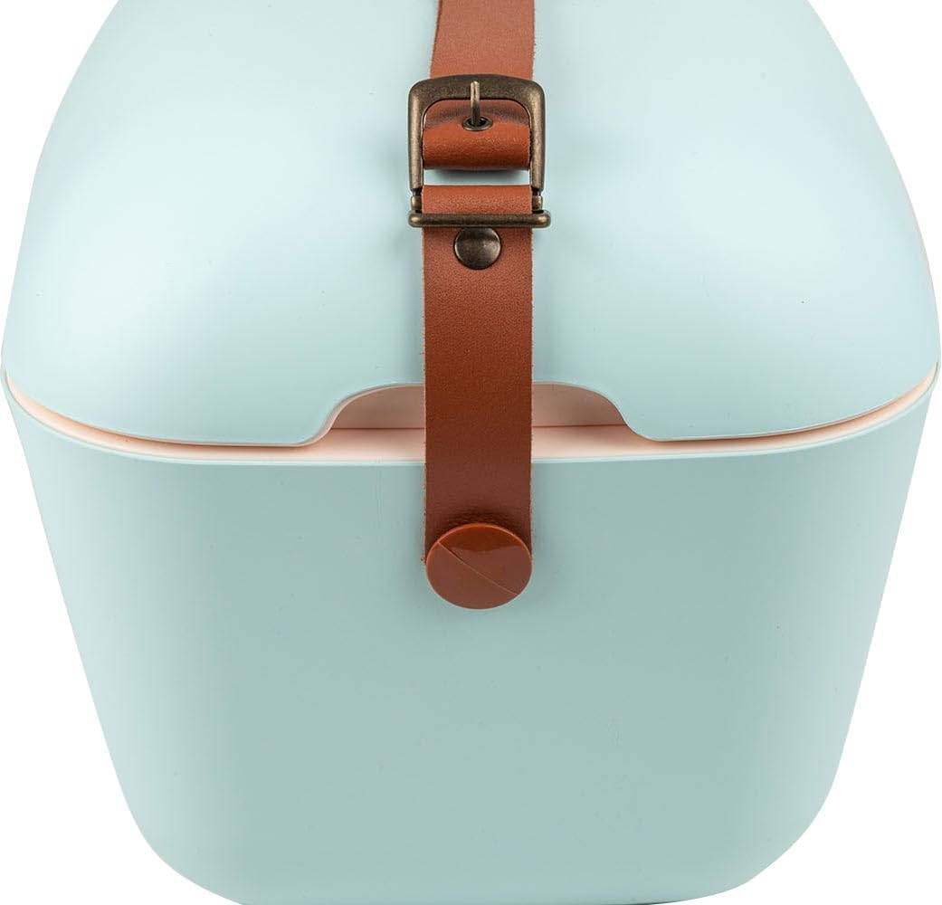 Polarbox Classic Cooler Box with Leather Strap, Cyan & Baby Rose Rigid Thermal Insulated Ice for Beach, Picnic Party Convertible Lid Polypropylene Insulation Cyan/Baby 20L PB-9210 image number 5
