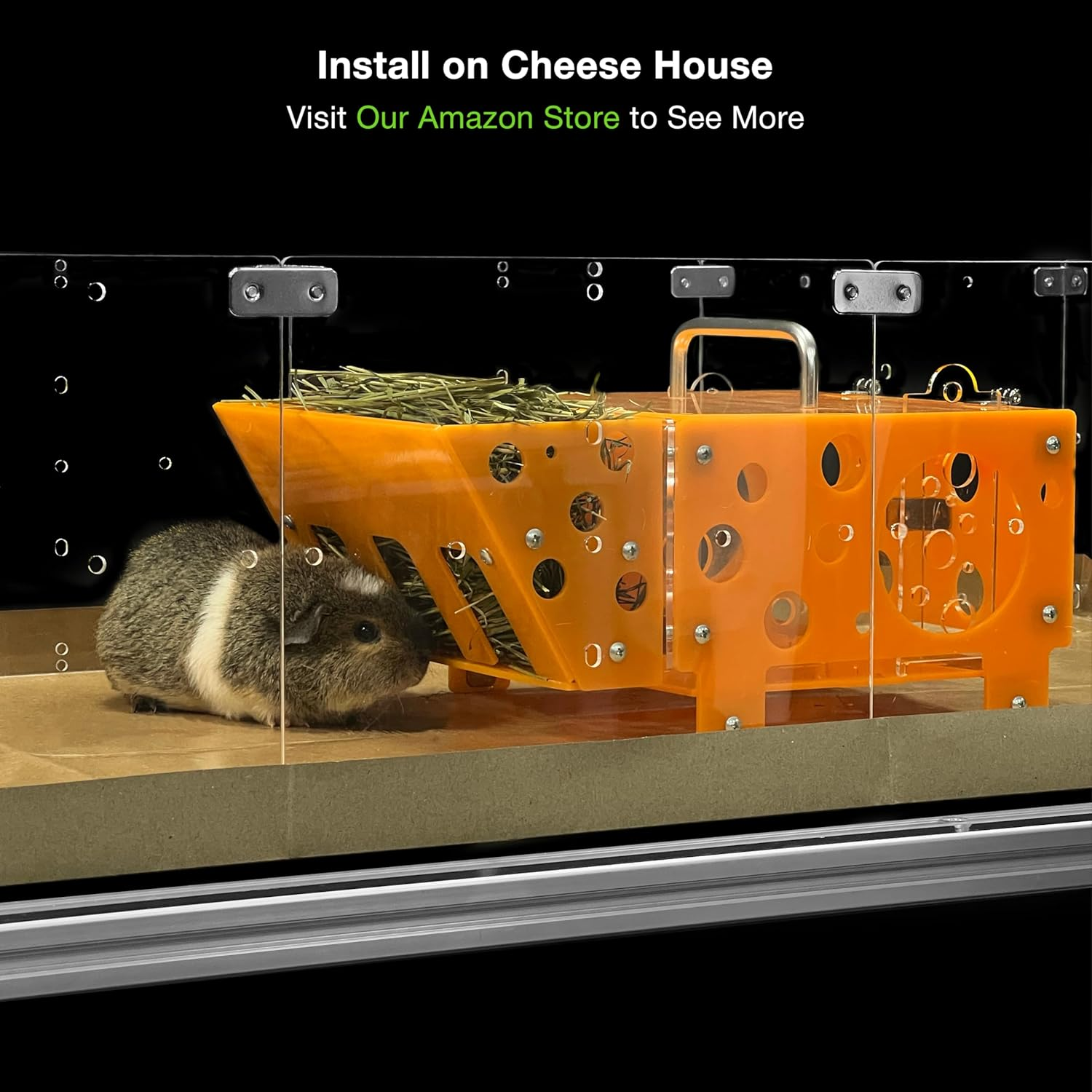 Guinealoft&trade; Hay Feeder (Yellow) - Ultimate Hay Feeder for Small Pets like Guinea Pigs, Rabbits & Chinchillas. Designed & Made by Seasoned Owners Who Tried Everything Out There - Guinealoft Exclusive image number 2