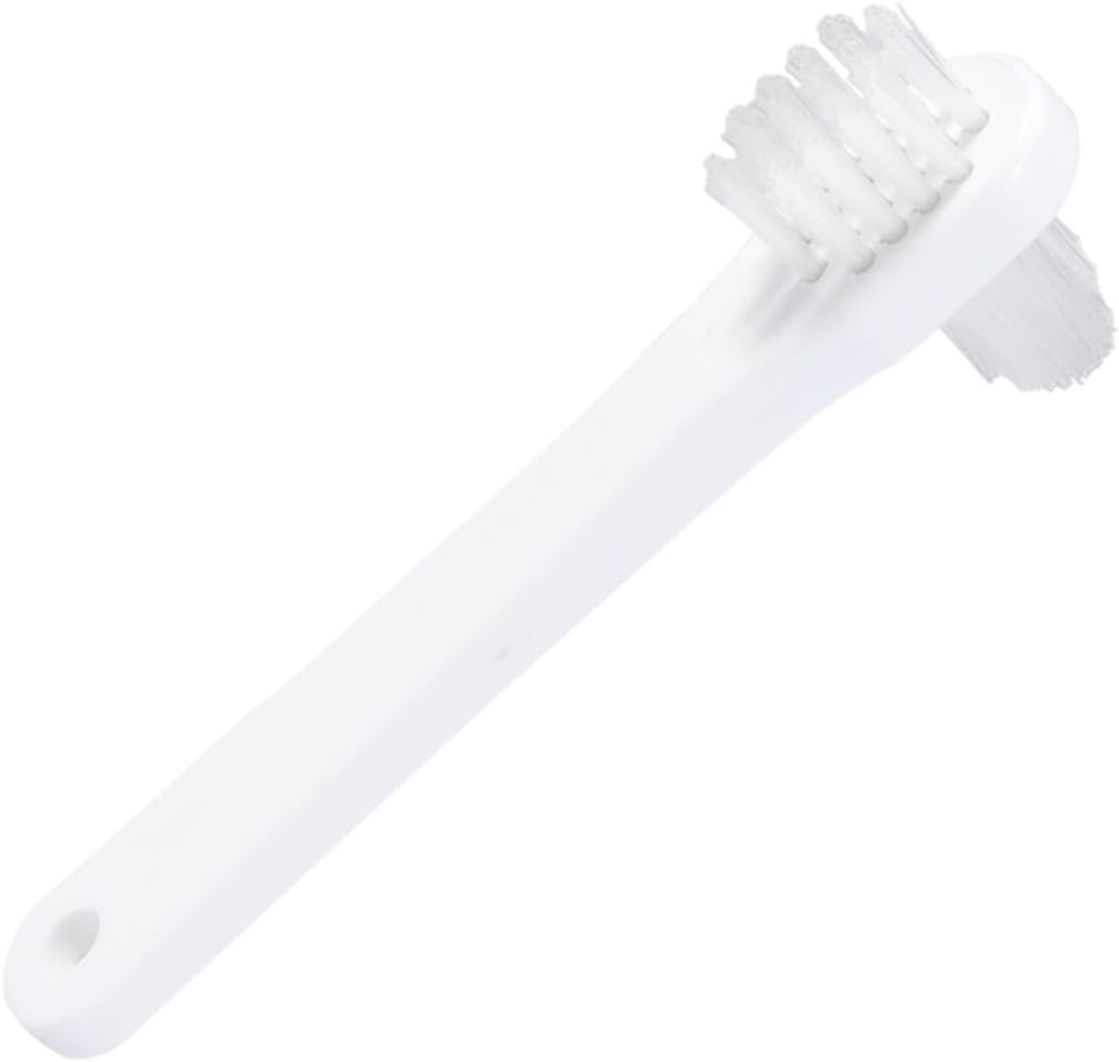 WOFASHPURET 4Pcs Double-Sided Denture Brush with Firm Nylon Bristles for False Teeth Cleaning Non-Slip Handle Portable Includes White and Blue Brushes for Reach Areas and Stain Removal image number 5