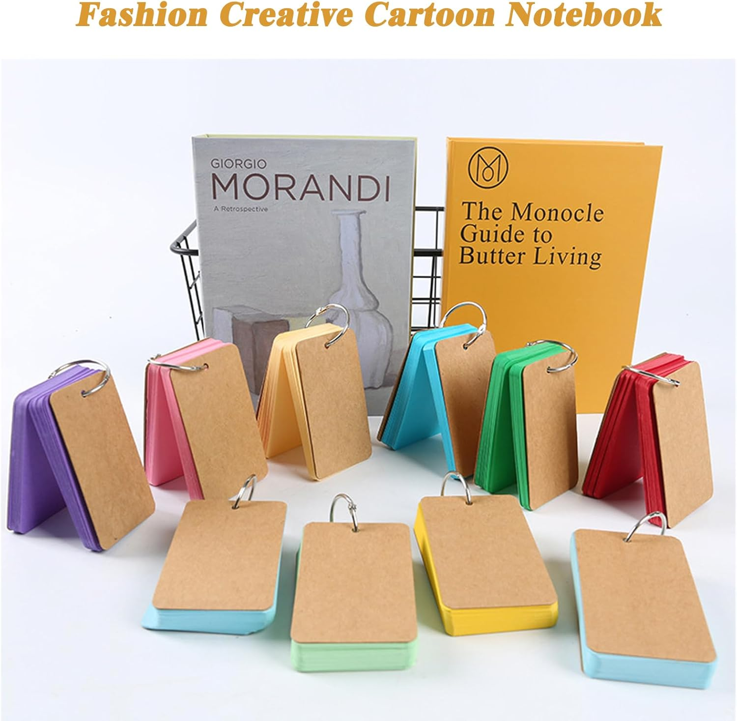 300 Pieces Multicolor Kraft Paper Binder Ring Easy Flip Flash Card/Study Cards/Memo Scratch Pads/Bookmark/Diy Greeting/Index Card Stock/Note Card 2.2 X 3.5 Inches (50 Sheets per Set) image number 1