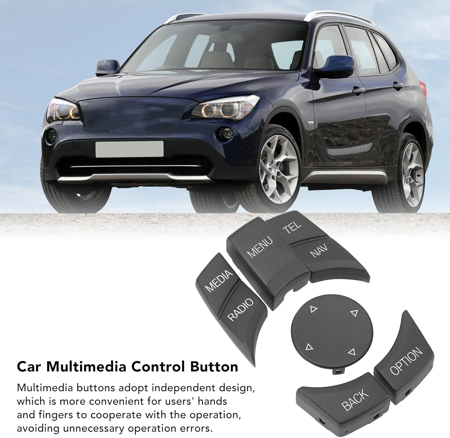 Grcfumo 6Pcs Car Multimedia Control Button, Media Button Remote Control, Car Center Console Touch Knob Button Cover for E70 X5 2006‑2013 (Matte Black) - Silver Plated image number 4