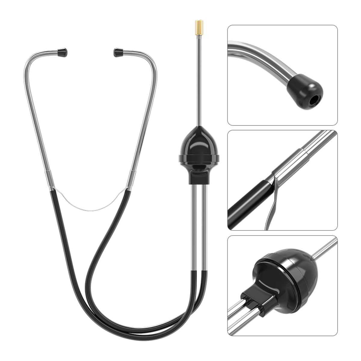 2PCS Car Mechanic Stethoscope, Stainless Steel & ABS, Universal Diagnostic Hearing Tool for SUV Truck RV Motorcycle image number 2