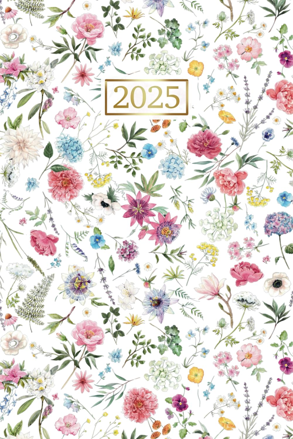 2025 Diary A5 Week to View: Yearly Agenda Planner Dated from January to December 2025 || 12 Months Calendar Schedule Organiser with Holidays || Floral Cover - UK Edition image number 1