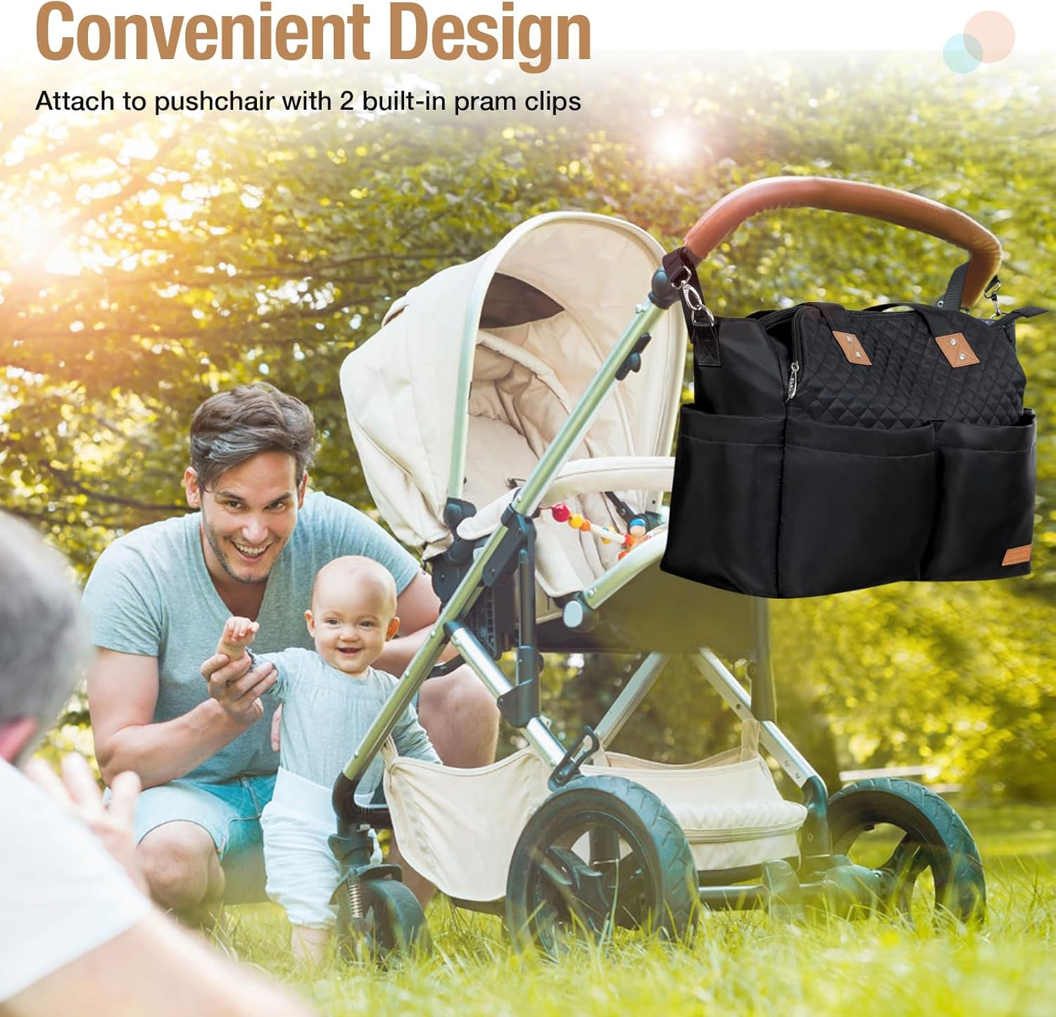 Lekebaby Baby Changing Bag Messenger Large with Changing Mat for Travel