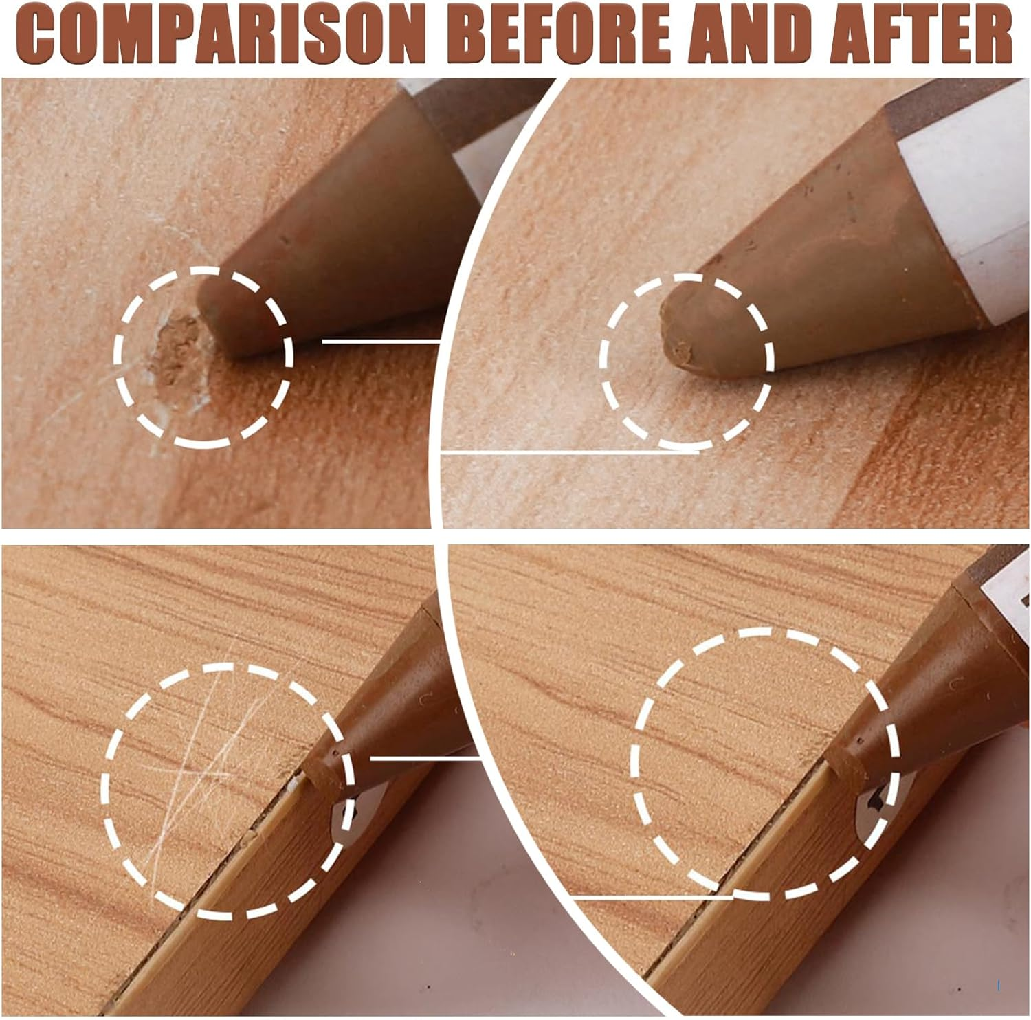 SEISSO 18 Colors Wood Filler Sticks ＆ Wood Markers Furniture Repair Kit - Set of 39 - Wood Floor Scratch Repair, Furniture Markers Touch up Restore Wood Floors, Tables, Holes, Laminate, Carpenters image number 6