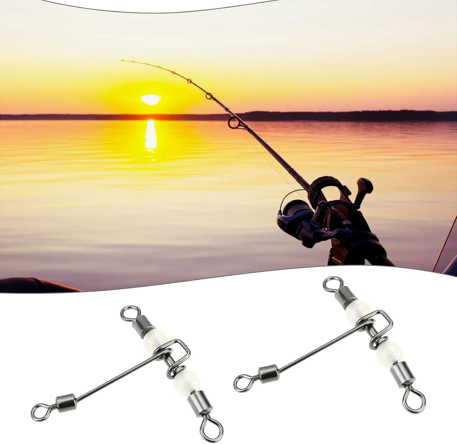 Emsea 20Pcs Heavy Duty 3 Way Fishing Swivels Luminous Triple T-Barrel Cross Line Swivels with Pear Beads for Saltwater Freshwater Tackle - 1/0X1 image number 3