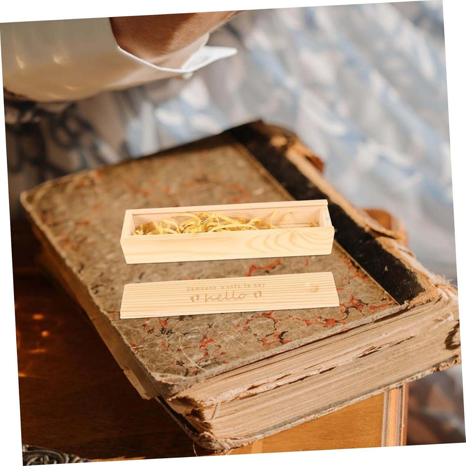 Elegant Wooden Pregnancy Test Box Delicate Announcement Keepsake Container Newborn Box image number 4