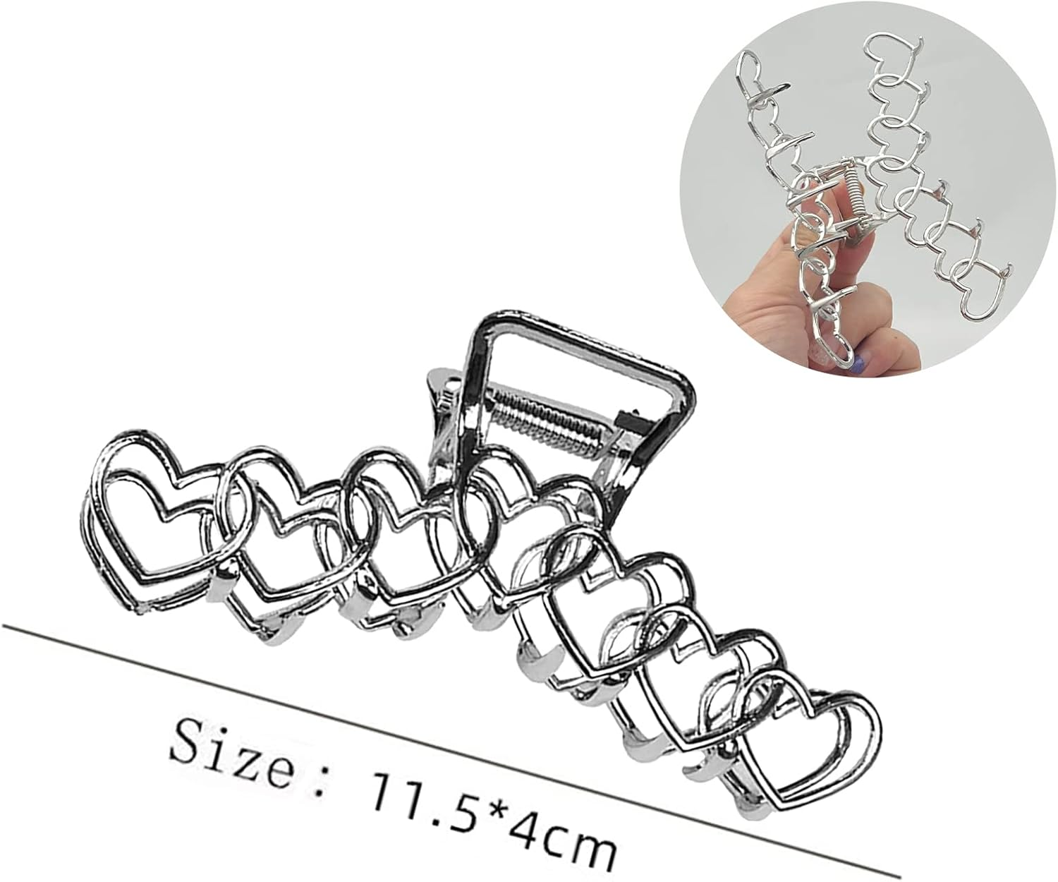 VOTACOS 2PCS Y2K Metal Hair Claw Clips Star Heart Hair Clips for Women Big Nonslip Design Claw Hair Clips for Thick and Thin Hair Stitching Silver Large Hair Accessories for Women and Girls. image number 4