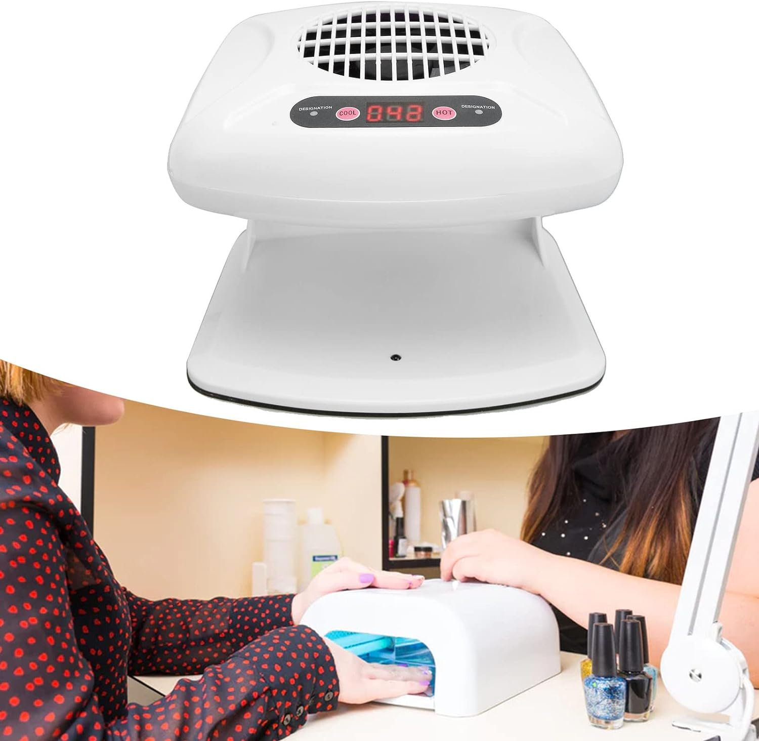 300W Portable Nail Dryers, Nail Fan Dryer for Regular Nail Polish Quick Dry Nail Polish Gel Nail Dryer Blower Automatic Sensor Warm Cool Breeze Home and Salon Use No Harmful image number 1