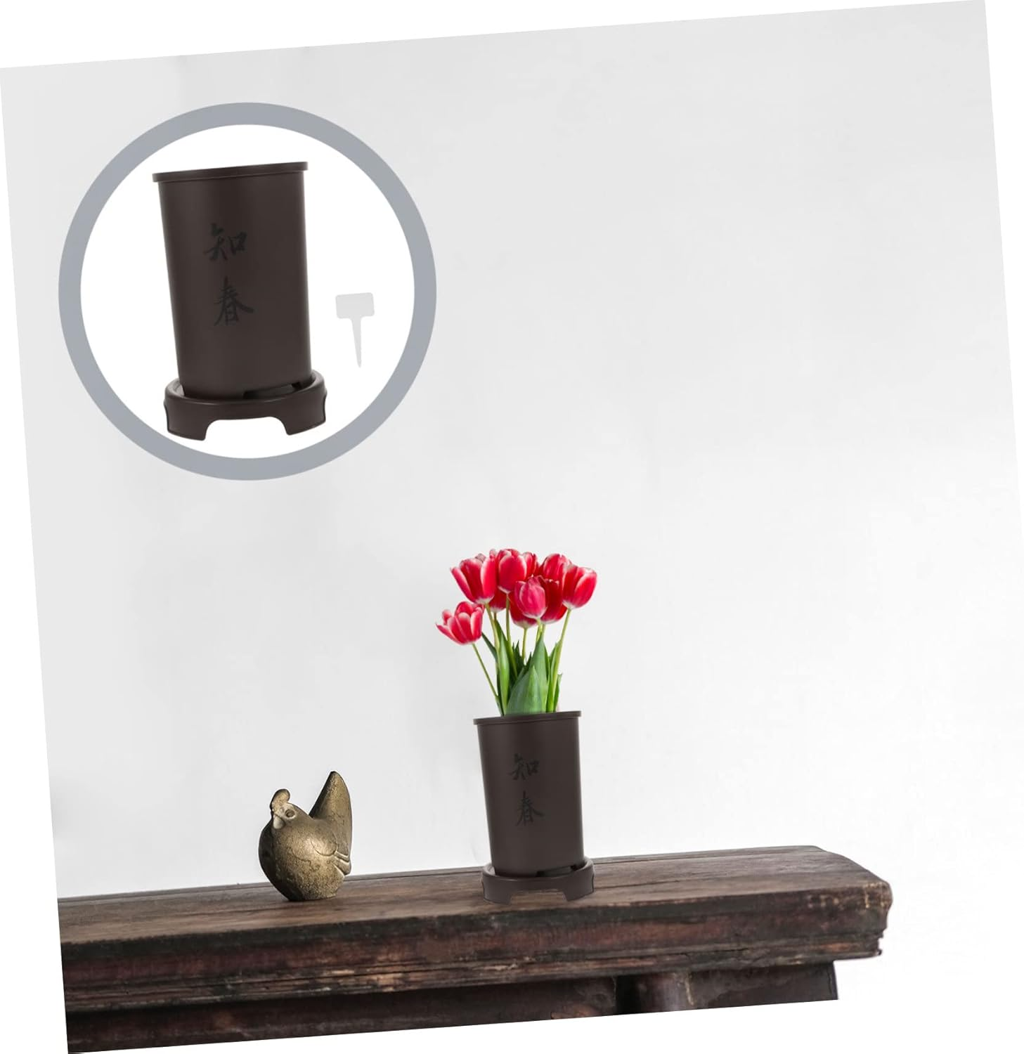 Yardenfun Decorative Plant Pots for Orchids Resin Flower Pots Drainage Tray Indoor Outdoor Planters image number 1