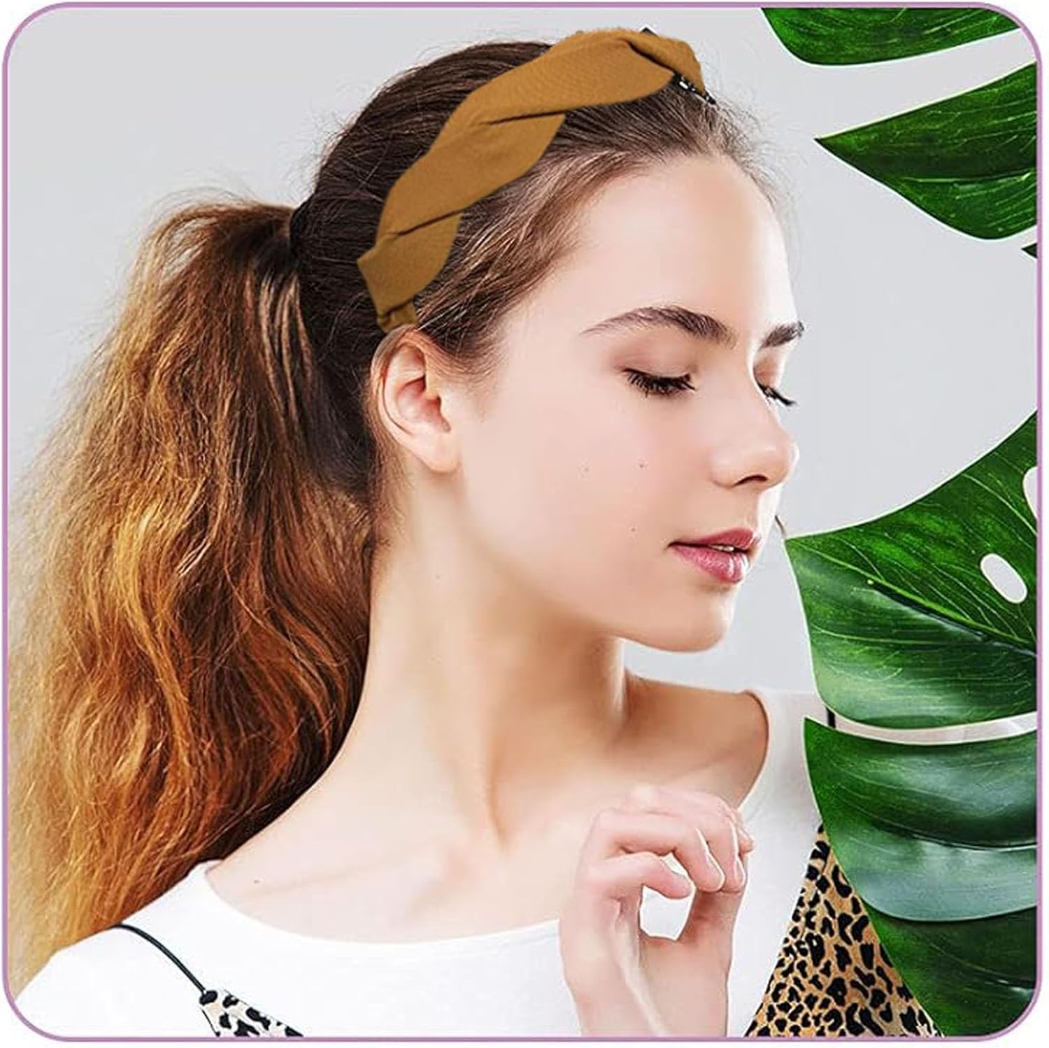 Rabbfit 3 Pieces Fashion Solid Headbands Wide Braided Headband Fabric Hair Bands with Tooth 3Cm Full Colors Weave for Women and Girls 3 Colors image number 6