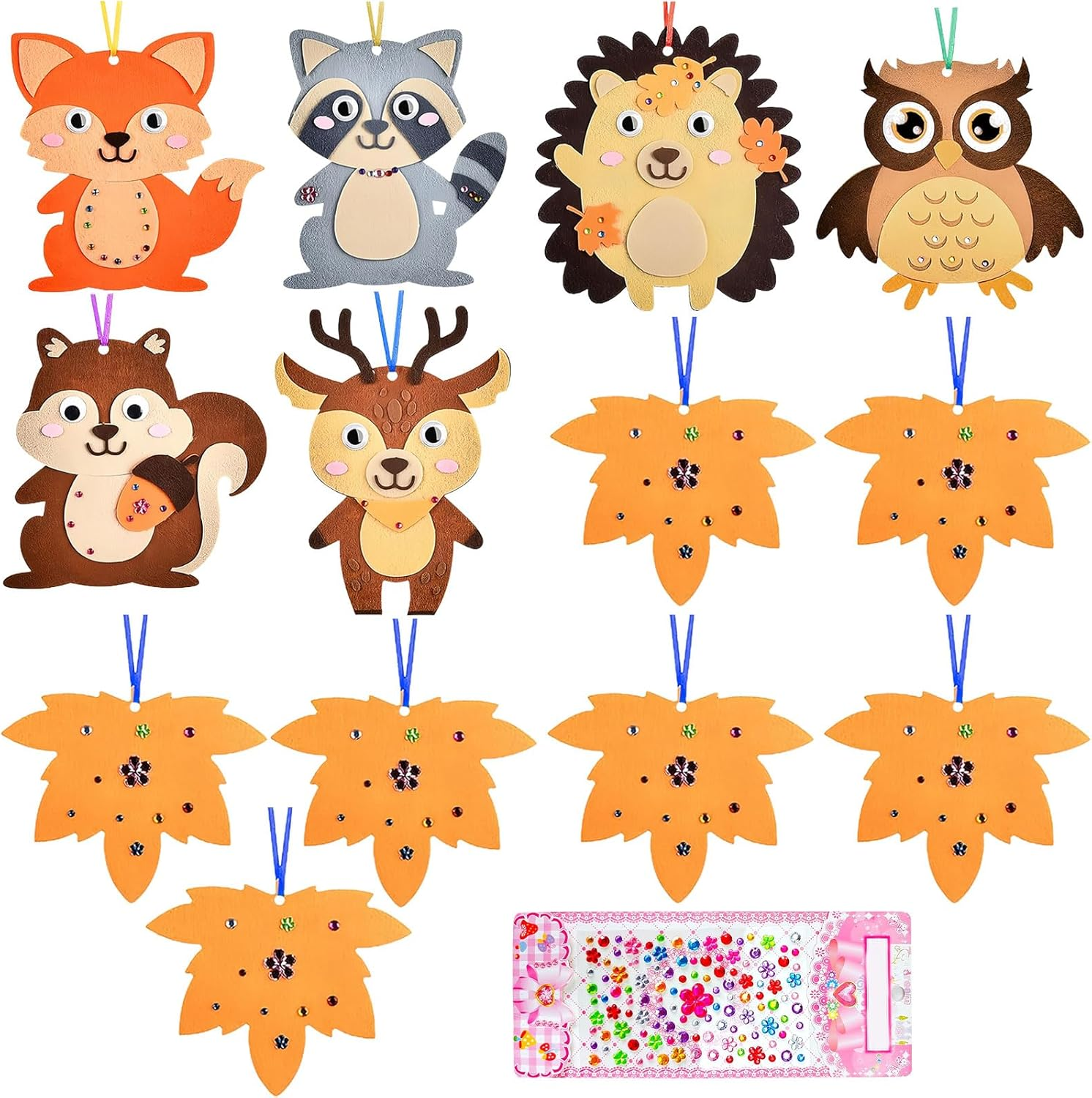 SSKHE 13 Animals Craft Set Autumn Creative Set DIY Autumn Gift Leaf with Owl, Hedgehog, Squirrel, Fox, Raccoon, Deer Creative Sets for Crafts Forest Animals Creative Craft Supplies for Boys Girls image number 2
