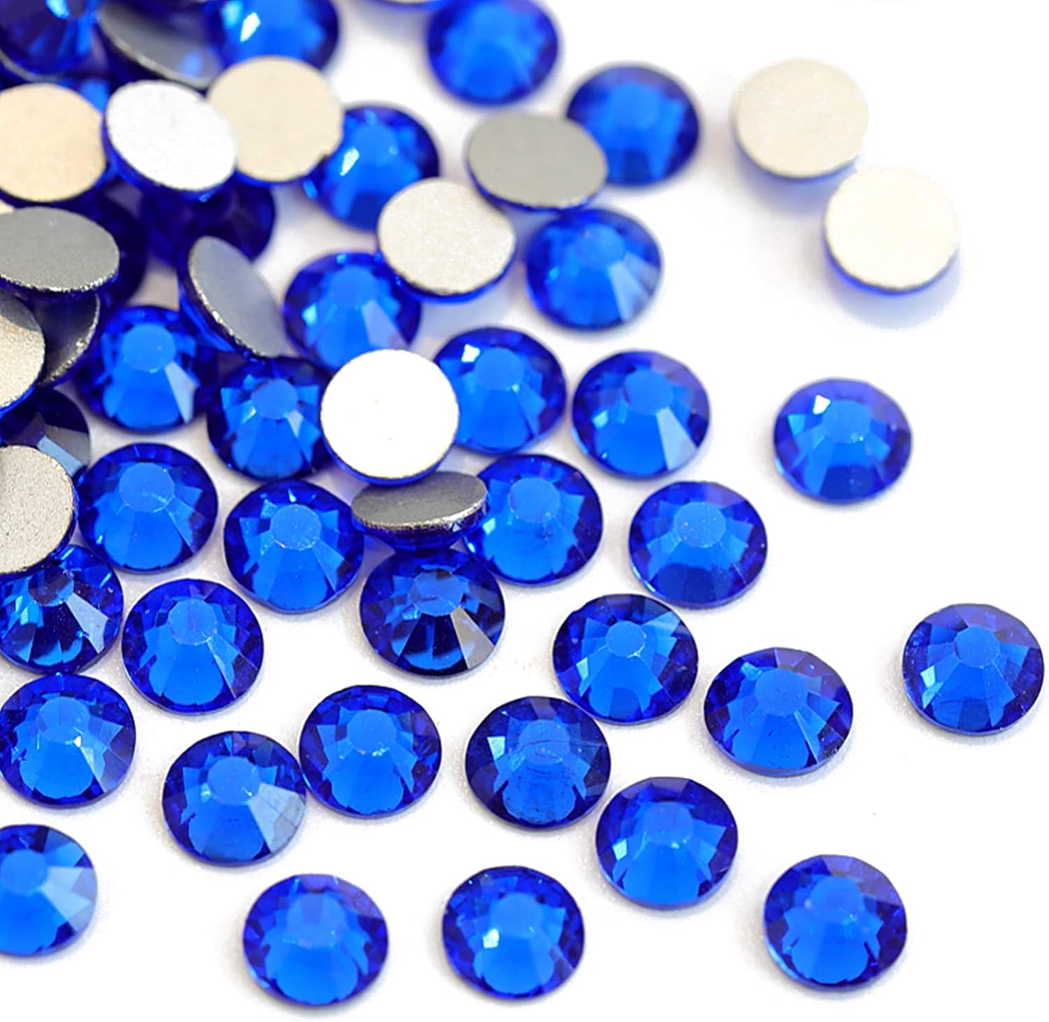 Towenm 1000 Pieces Glue Fix Flatback Rhinestones, SS16 4Mm Glass Flat Back Crystals Rhinestone for Craft Clothes Nail Face Art, Non Hotfix round Flatback Crystals Loose Gemstones (Sapphire/Blue)