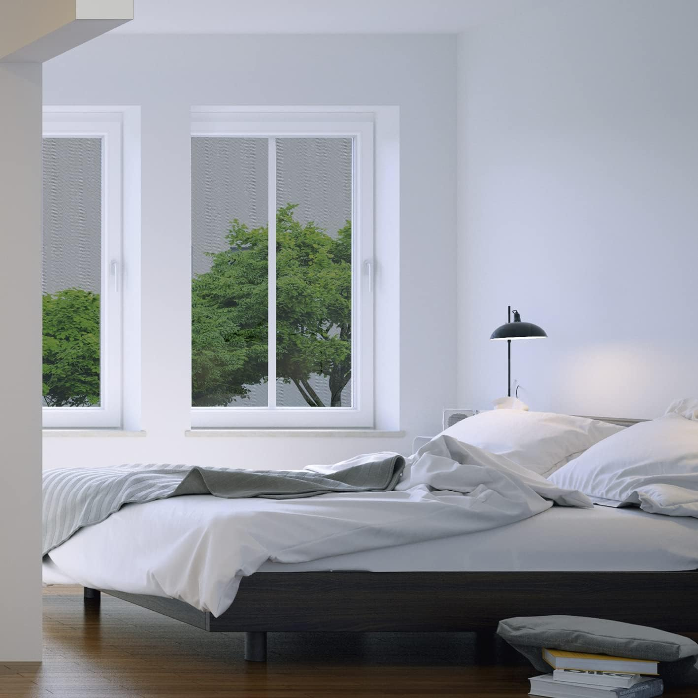 Hoberg Window Fly Screen with Innovative Magnetic Fastening | Fly Net Can Be Individually Cut to Size up to 150 X 130 Cm, No Drilling or Screwing | Attach Mosquito Net with 16 Magnets [Black] image number 5