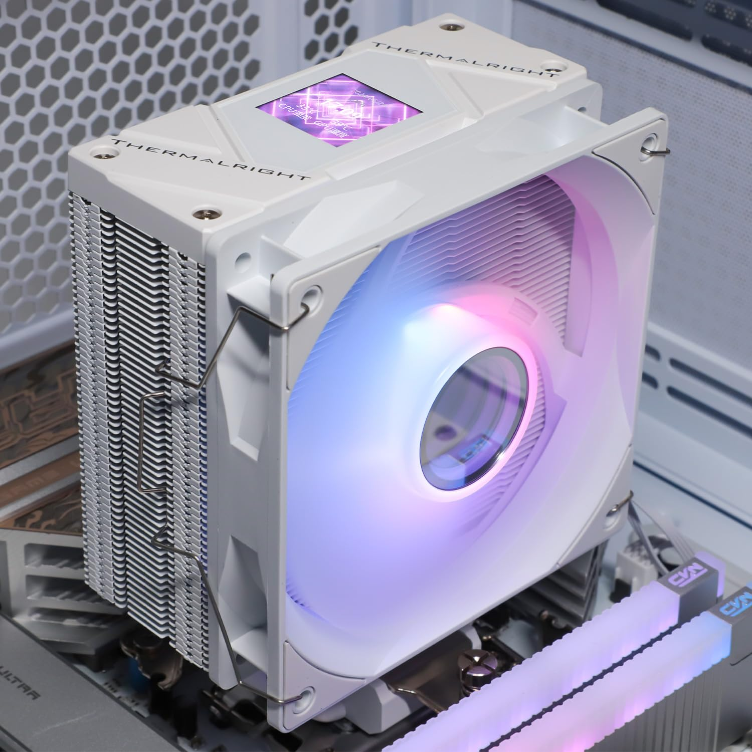 Thermalright Assassin Spirit 120 Vision ARGB White CPU Cooler, Computer Heatsink Cooler, 154Mm High, PC Display Screen CPU Cooling with 1.54In,240*240 Resolving Power,For AM4/AM5 and LGA1700/1851/115X image number 3