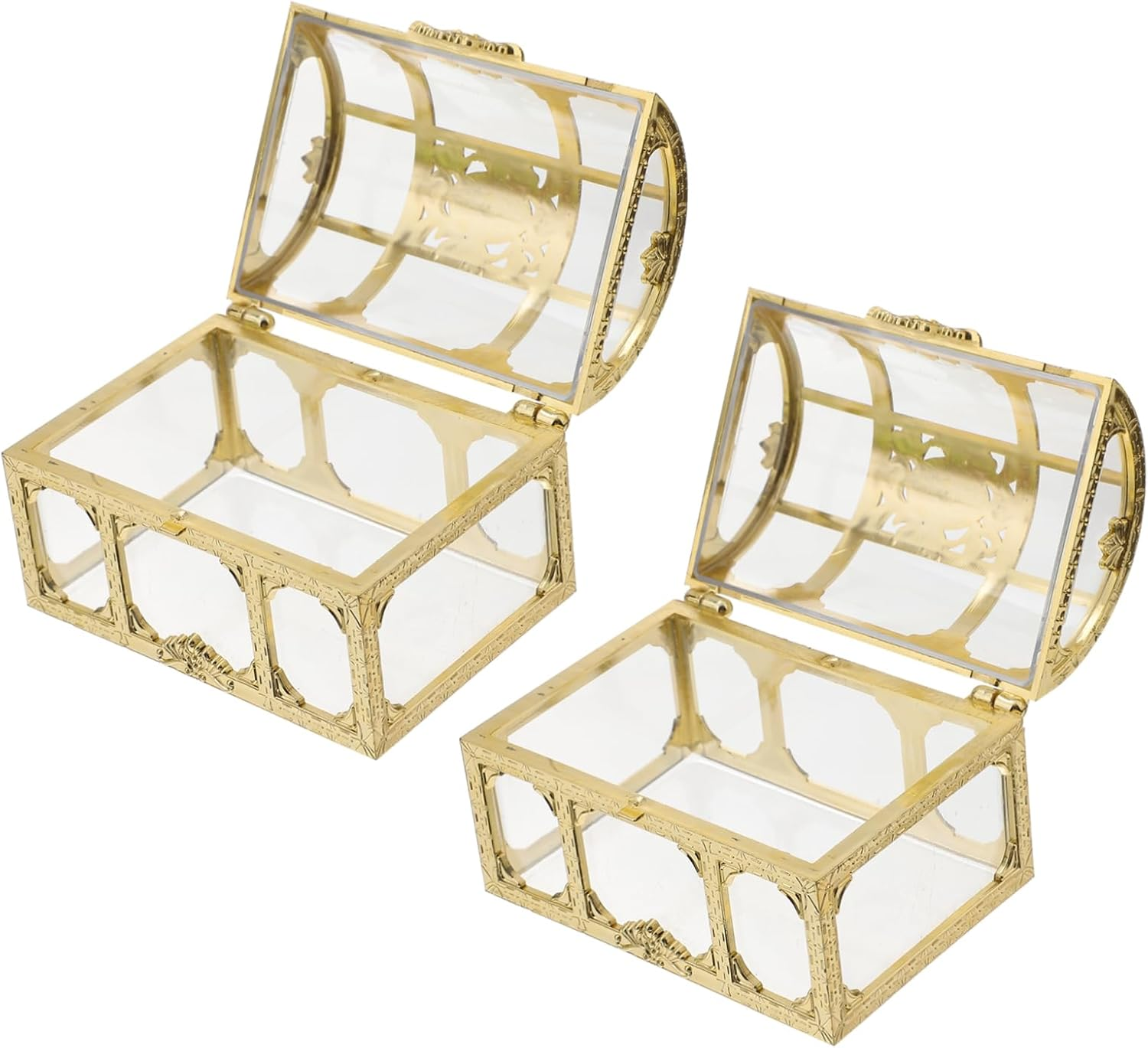 2Pcs Plastic Treasure Chest Jewelry Organiser Box Crystal Gem Storage for Wedding image number 6