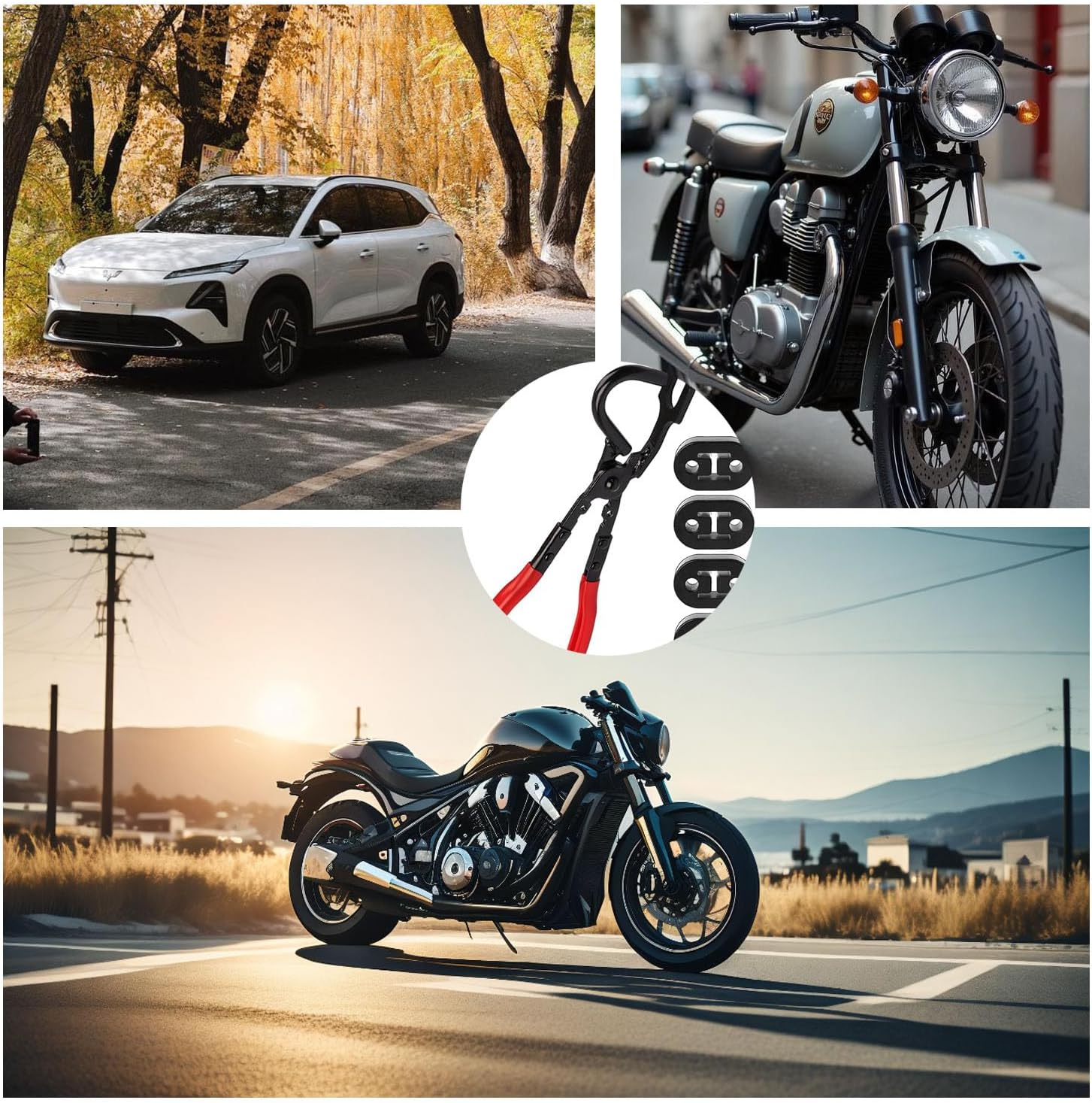 Exhaust Hanger Removal Pliers 1 PCS and 2 Hole Rubber 4PCS, Universal Tool Hangers Insulators Muffler Hanger, for Cars Truck SUV 10" 2/4 Set Isolator Support Exhaust Removal Pliers (5 Pcs) image number 1